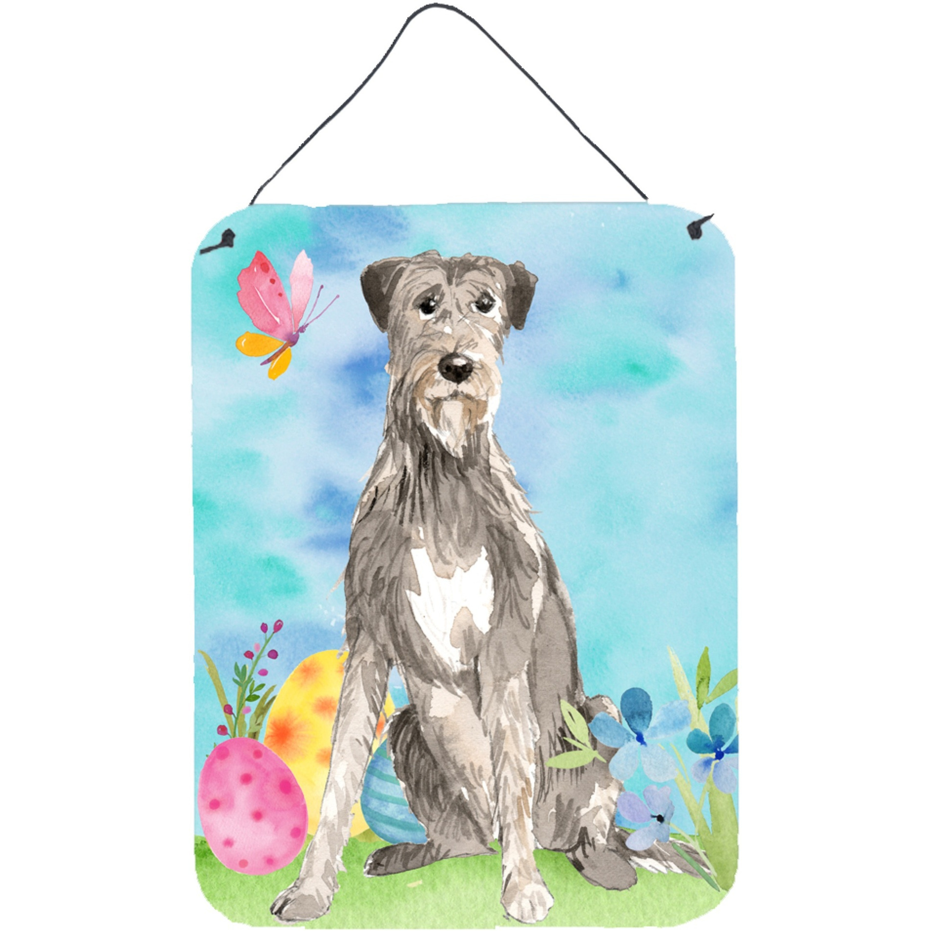 &quotCaroline's Treasures Easter Eggs Irish Wolfhound Door Hanging Prints wall-decor, Multicolor"