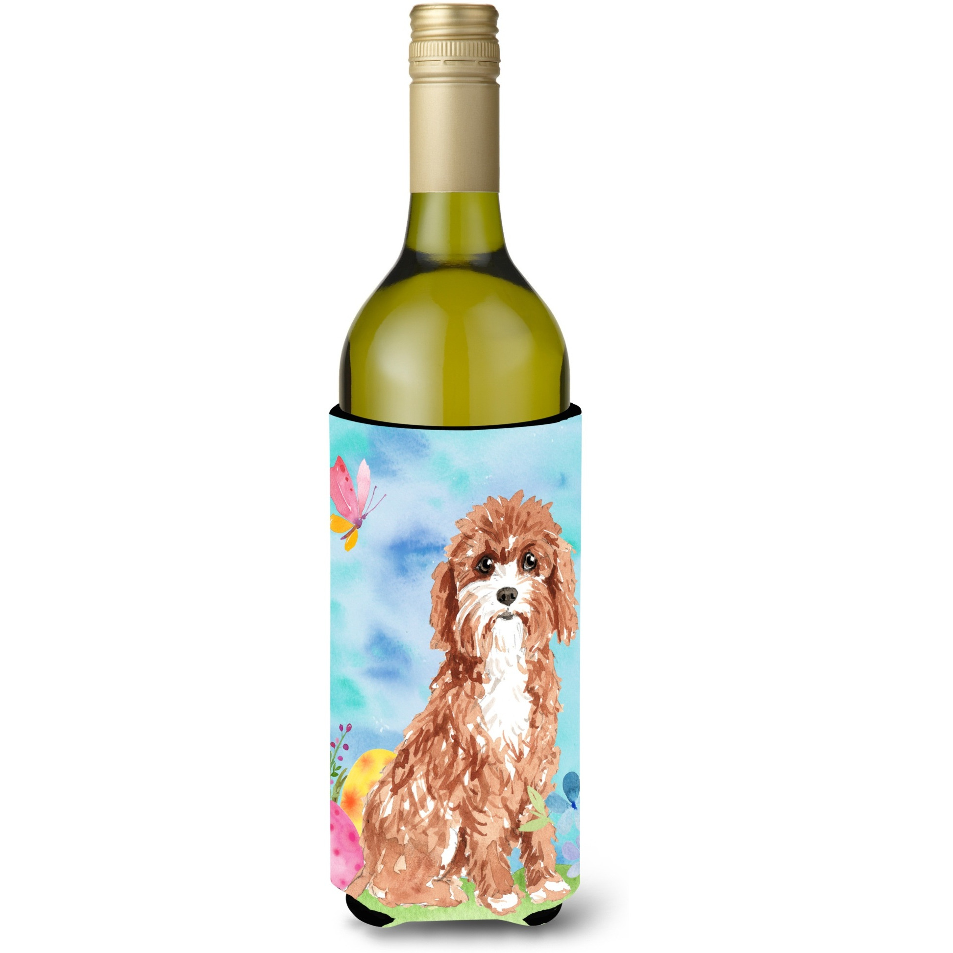 &quotCaroline's Treasures CK1918LITERK Easter Eggs Cavapoo Wine Bottle Hugger cold-beverage-koozies, 750 ml, Multicolor"