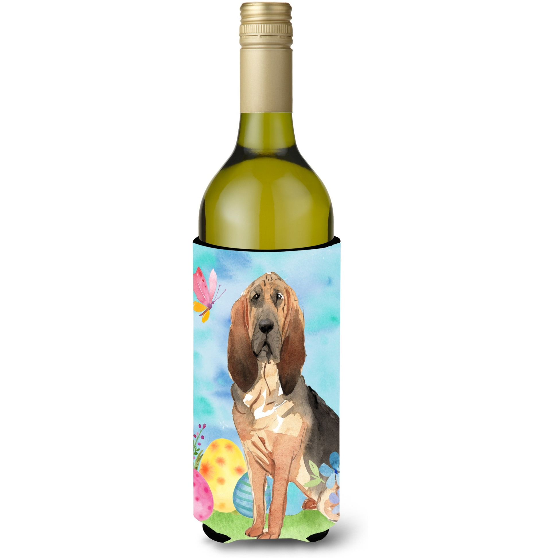 &quotCaroline's Treasures CK1924LITERK Easter Eggs Bloodhound Wine Bottle Hugger cold-beverage-koozies, 750 ml, Multicolor"