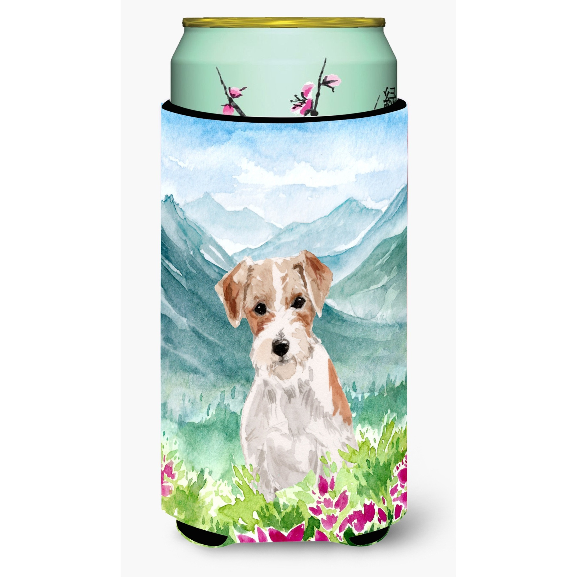 &quotCaroline's Treasures CK1963TBC Mountian Flowers Jack Russell Terrier Tall Boy Hugger cold-beverage-koozies, Multicolor"
