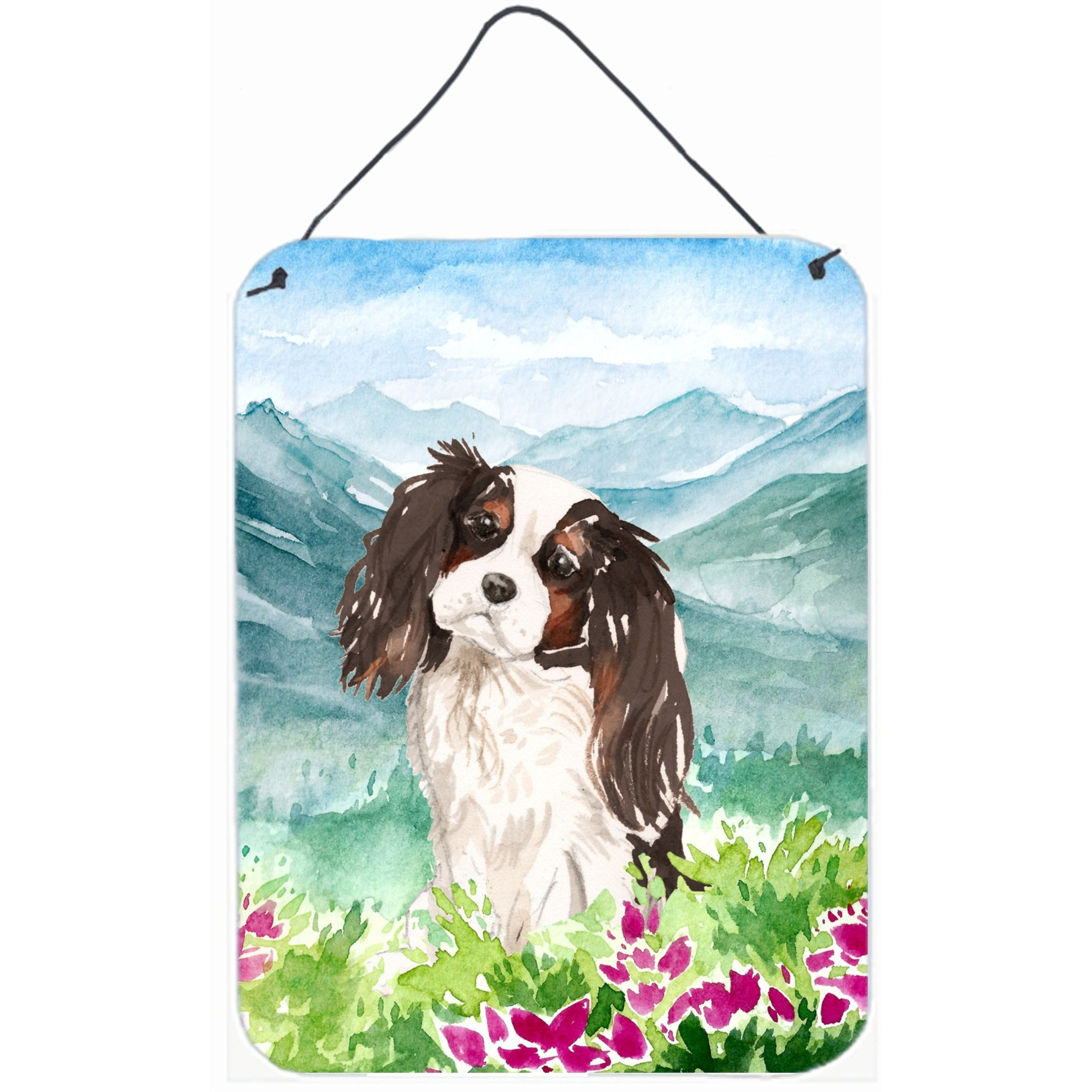 &quotCaroline's Treasures Mountian Flowers Tricolor Cavalier Spaniel Door Hanging Prints wall-decor, Multicolor"