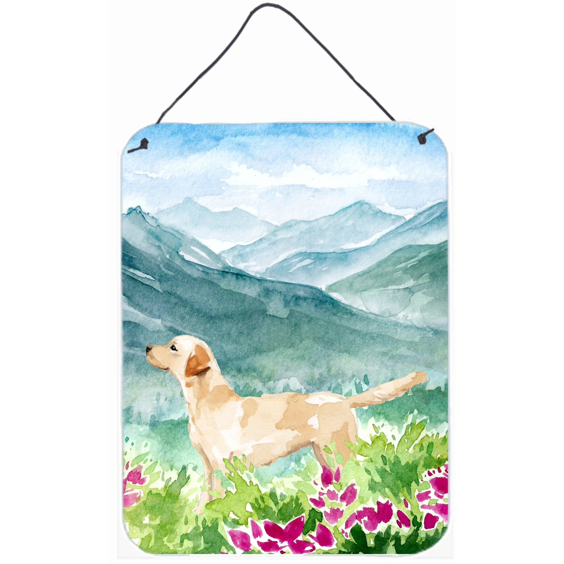Caroline's Treasures Mountian Flowers Yellow Labrador Door Hanging Prints wall-decor