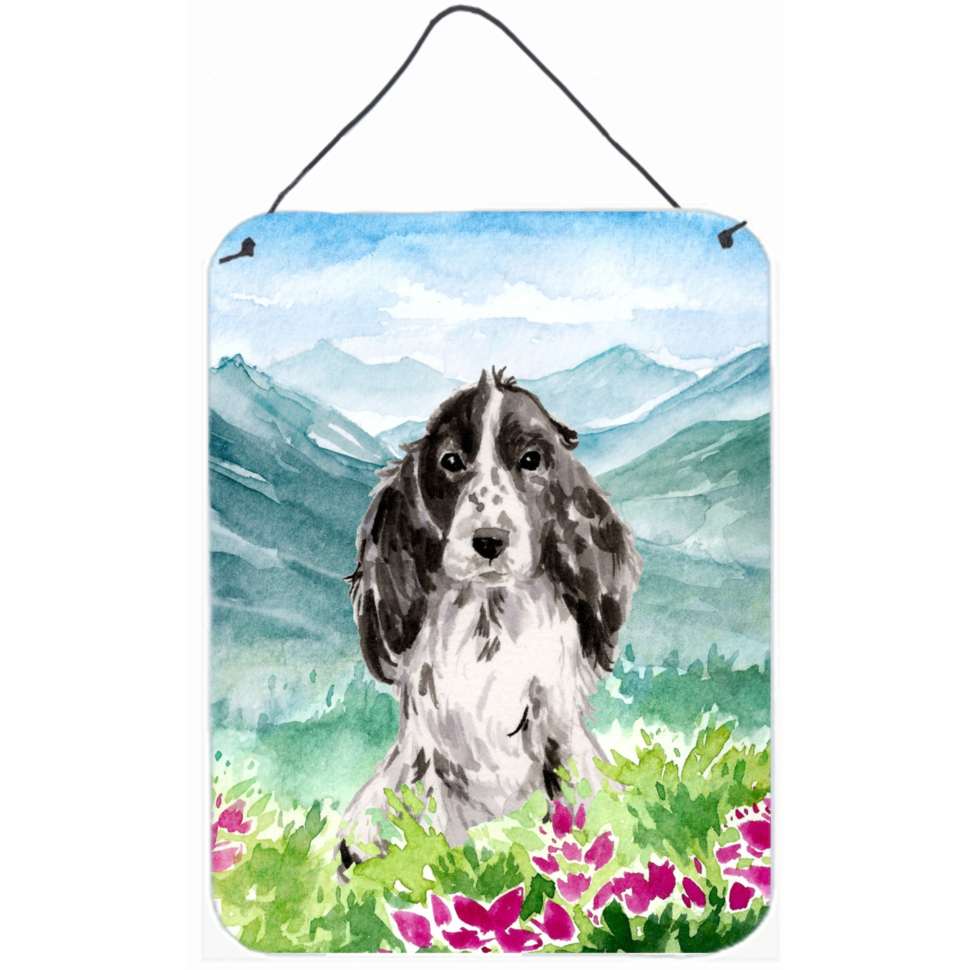 &quotCaroline's Treasures Mountian Flowers Black Parti Cocker Spaniel Door Hanging Prints wall-decor, Multicolor"