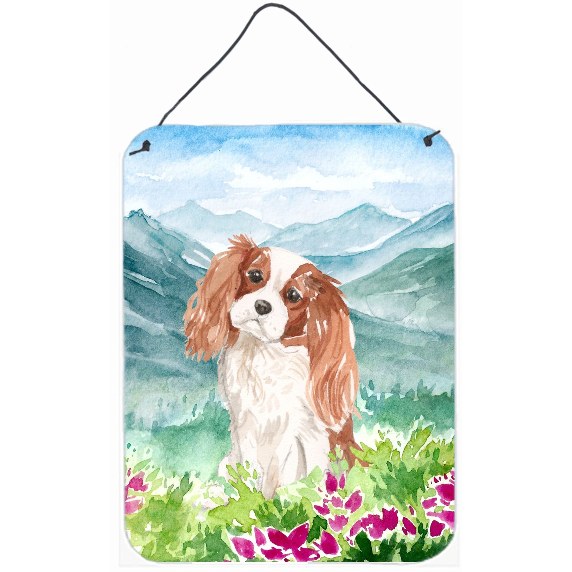 &quotCaroline's Treasures Mountian Flowers Blenheim Cavalier Spaniel Door Hanging Prints wall-decor, Multicolor"