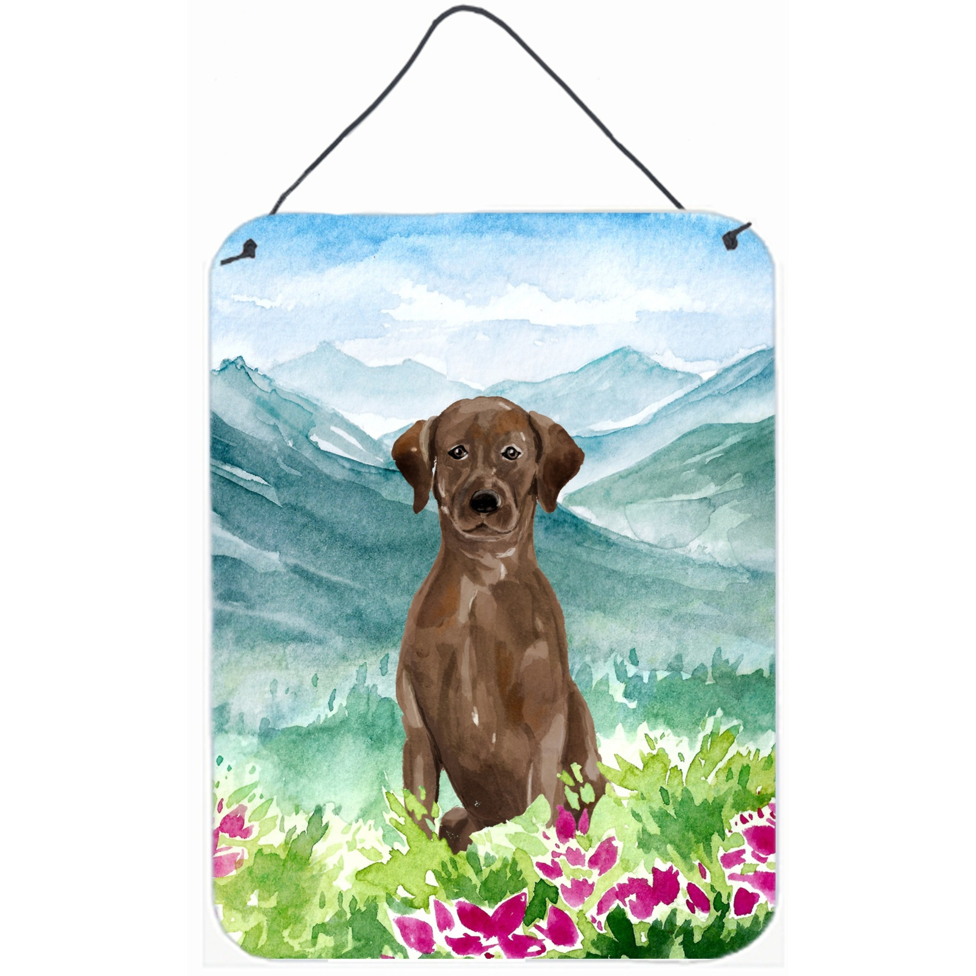 &quotCaroline's Treasures Mountian Flowers Chocolate Lab Door Hanging Prints wall-decor, Multicolor"