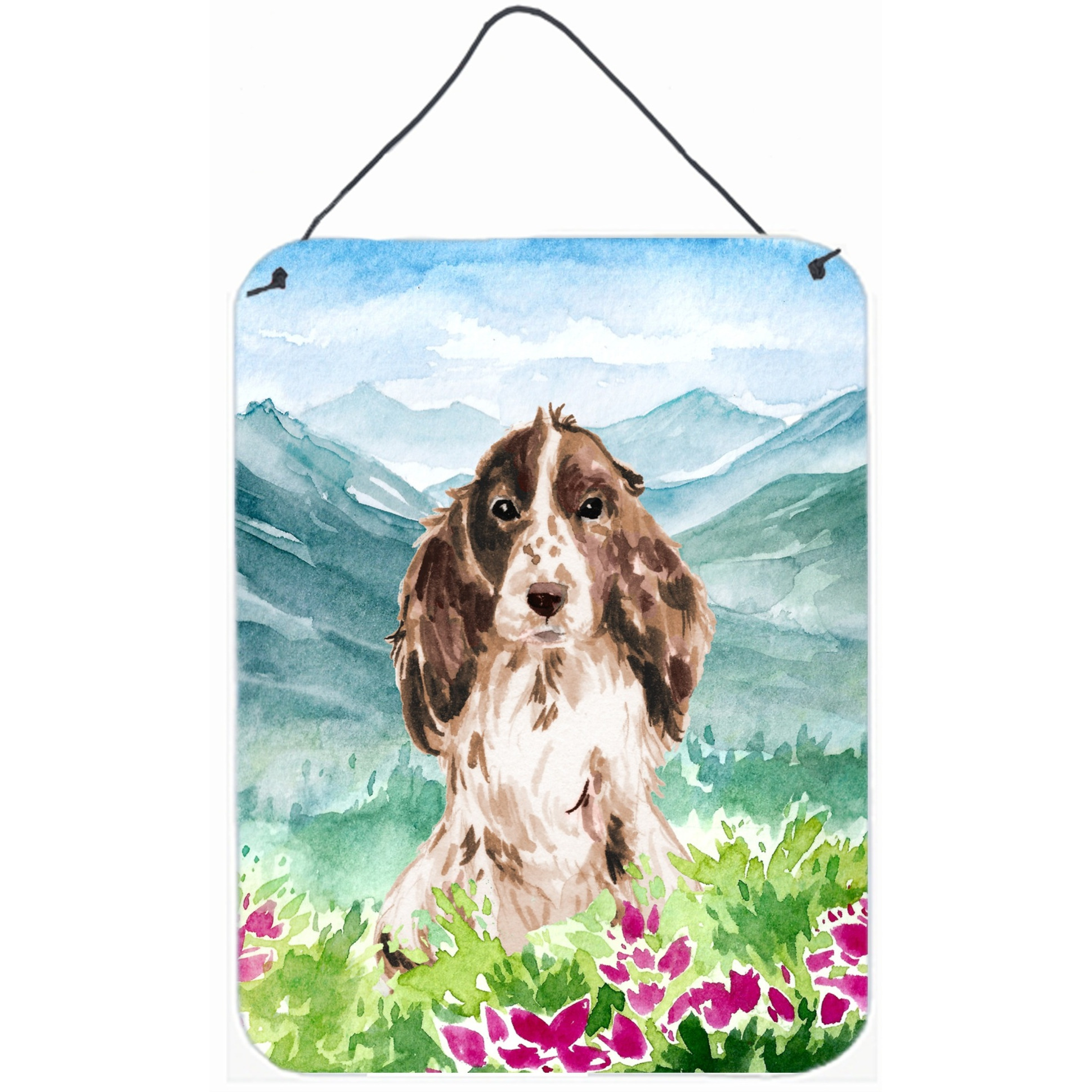 &quotCaroline's Treasures Mountian Flowers Chocolate Parti Cocker Spaniel Door Hanging Prints wall-decor, Multicolor"