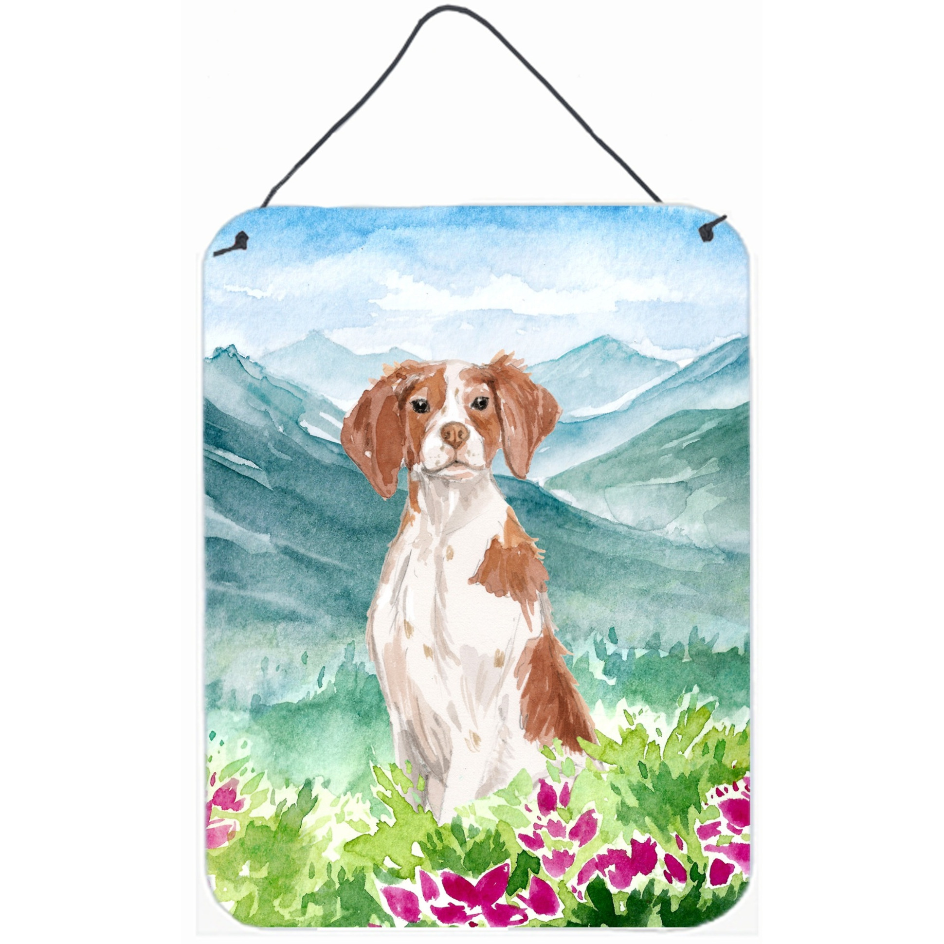 &quotCaroline's Treasures Mountian Flowers Brittany Spaniel Door Hanging Prints wall-decor, Multicolor"