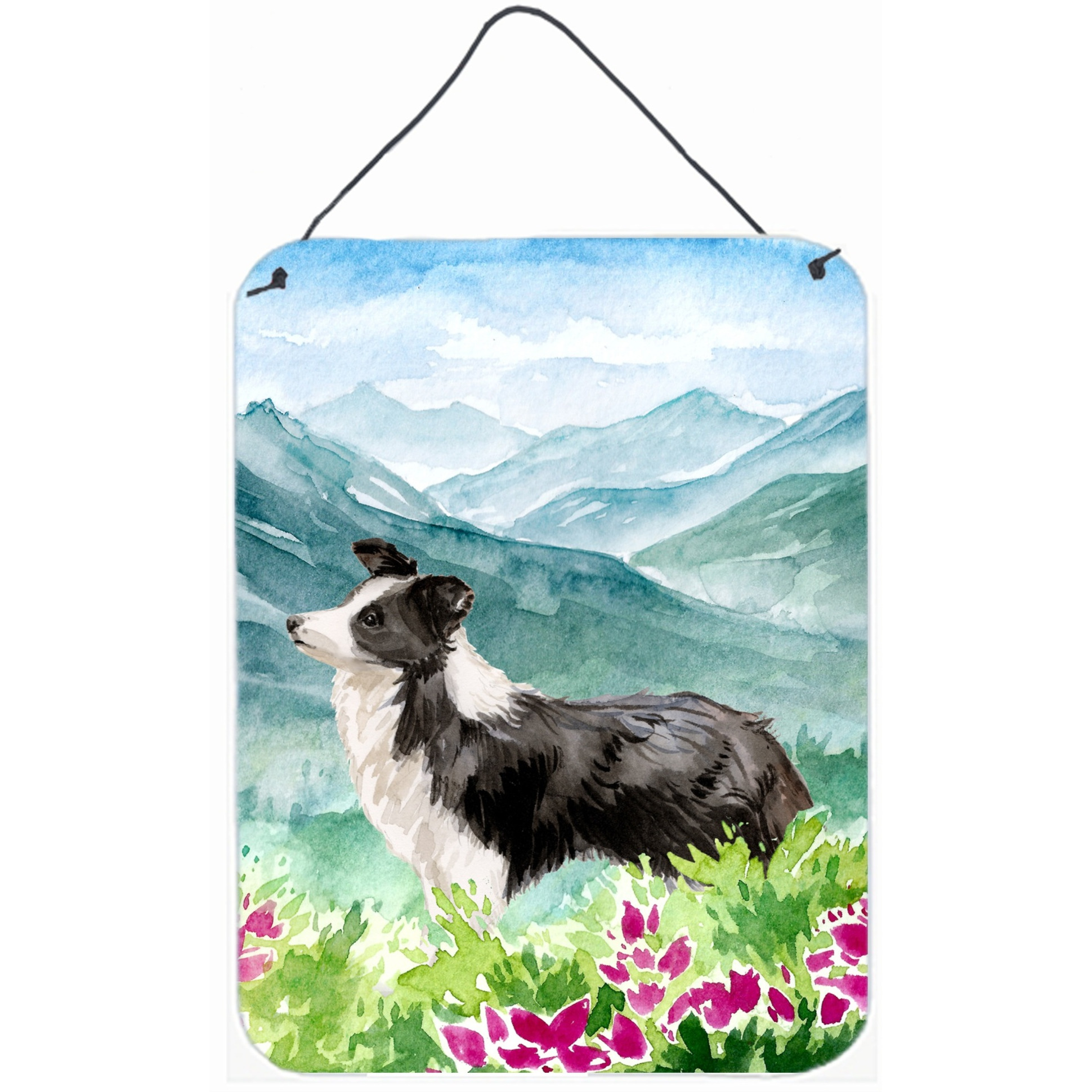 &quotCaroline's Treasures Mountian Flowers Border Collie Door Hanging Prints wall-decor, Multicolor"