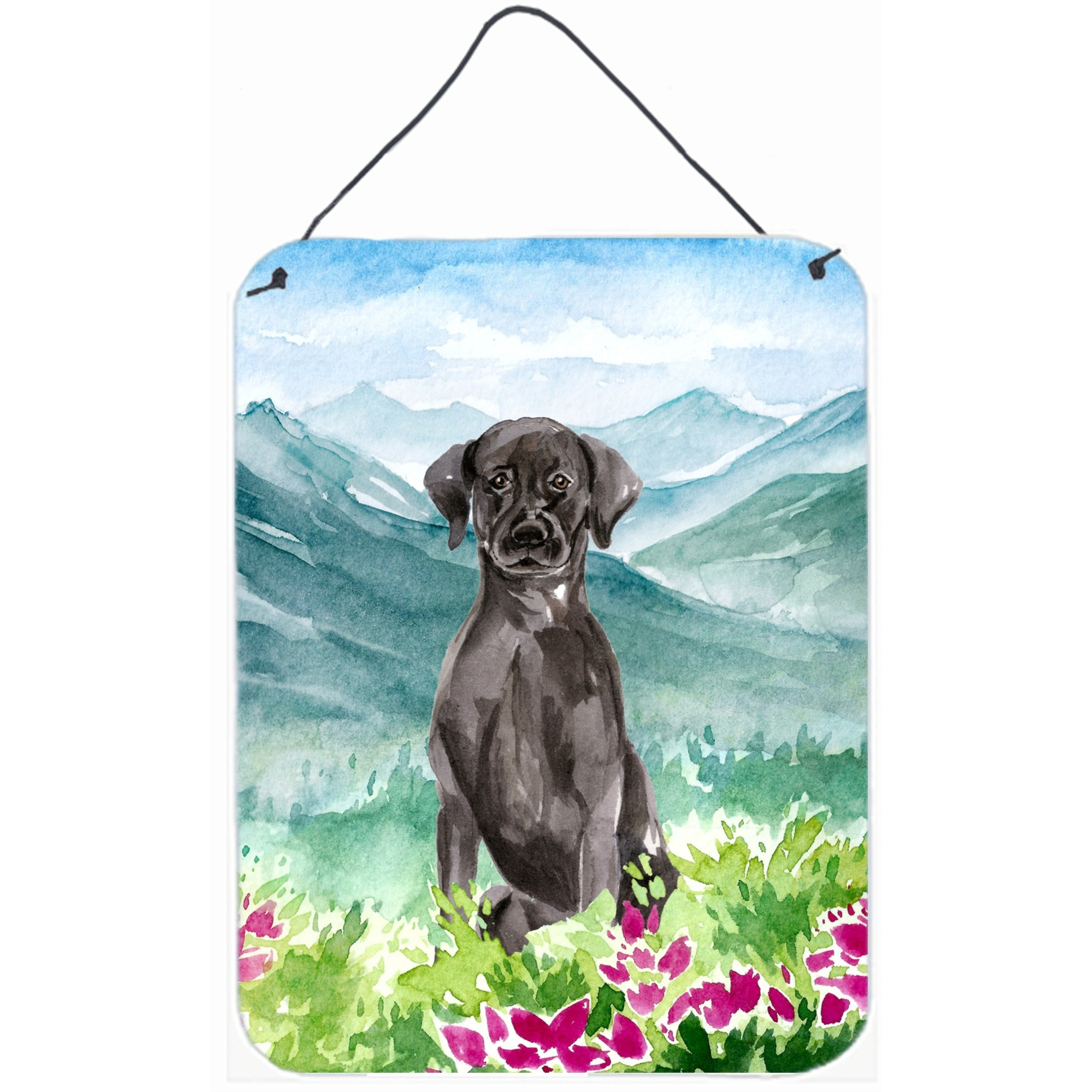 &quotCaroline's Treasures Mountian Flowers Black Lab Door Hanging Prints wall-decor, Multicolor"