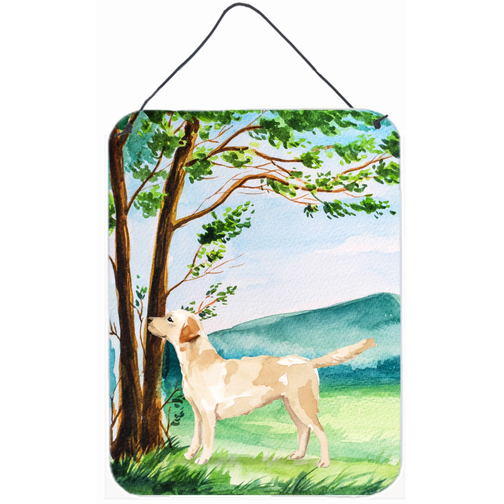 Caroline's Treasures Under the Tree Yellow Labrador Door Hanging Prints wall-decor