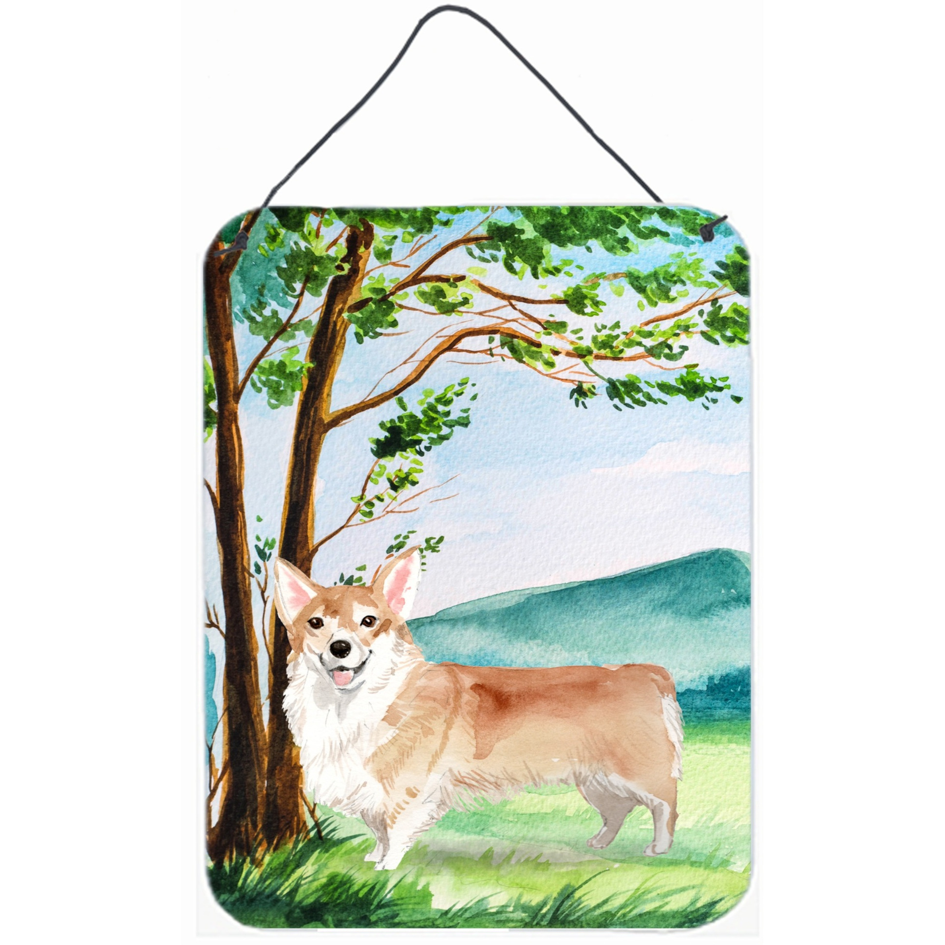 &quotCaroline's Treasures Under the Tree Corgi Door Hanging Prints wall-decor, Multicolor"