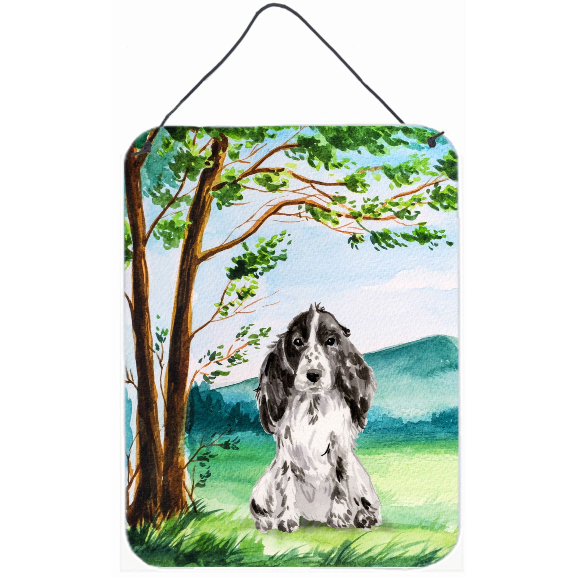 &quotCaroline's Treasures Under the Tree Black Parti Cocker Spaniel Door Hanging Prints wall-decor, Multicolor"