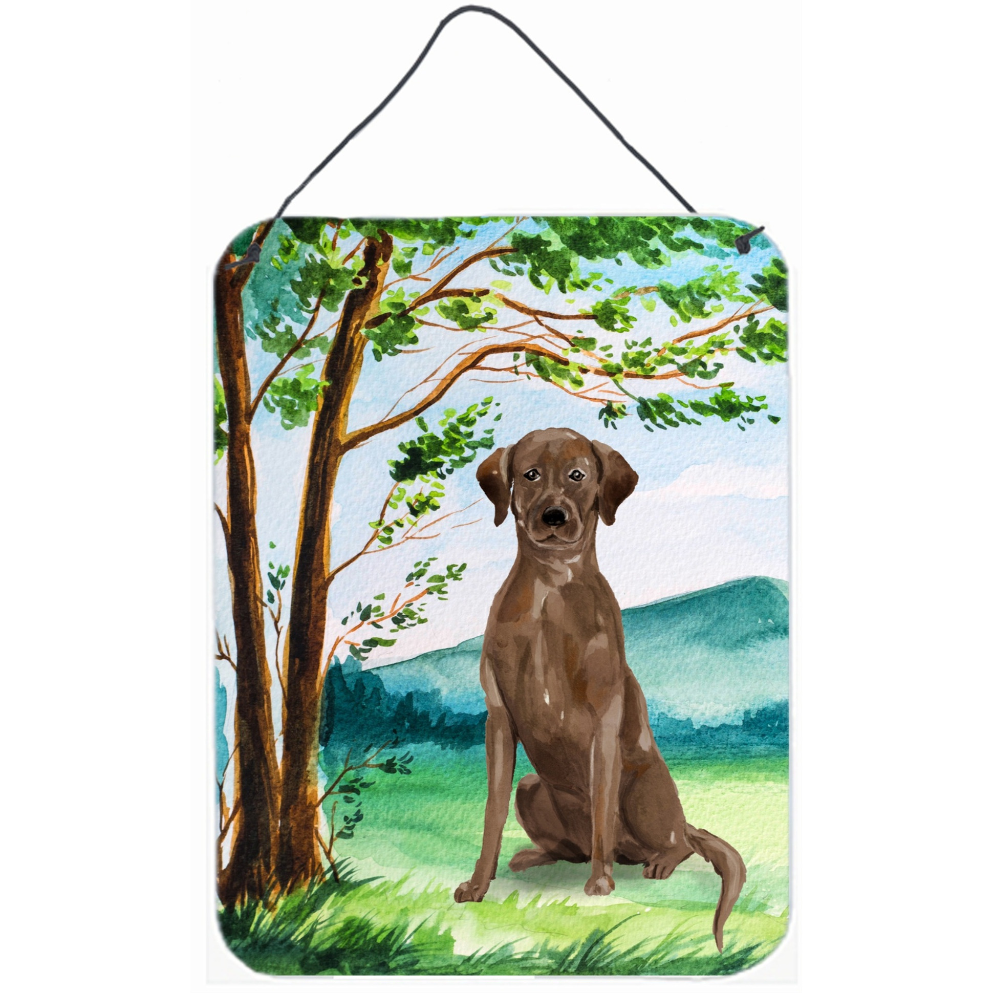 &quotCaroline's Treasures Under the Tree Chocolate Labrador Door Hanging Prints wall-decor, Multicolor"