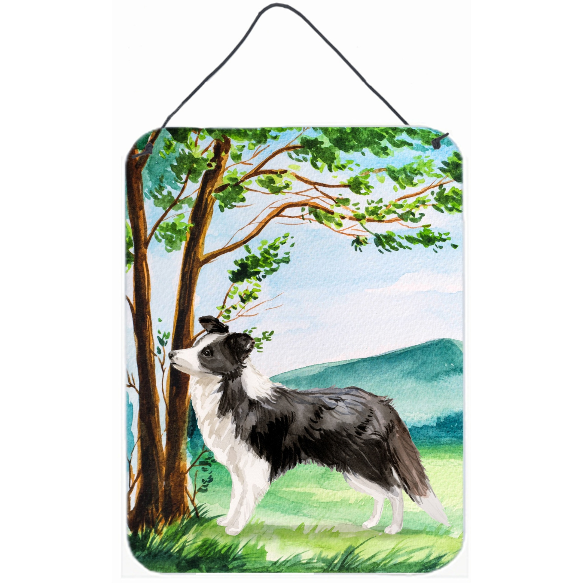 &quotCaroline's Treasures Under the Tree Border Collie Door Hanging Prints wall-decor, Multicolor"