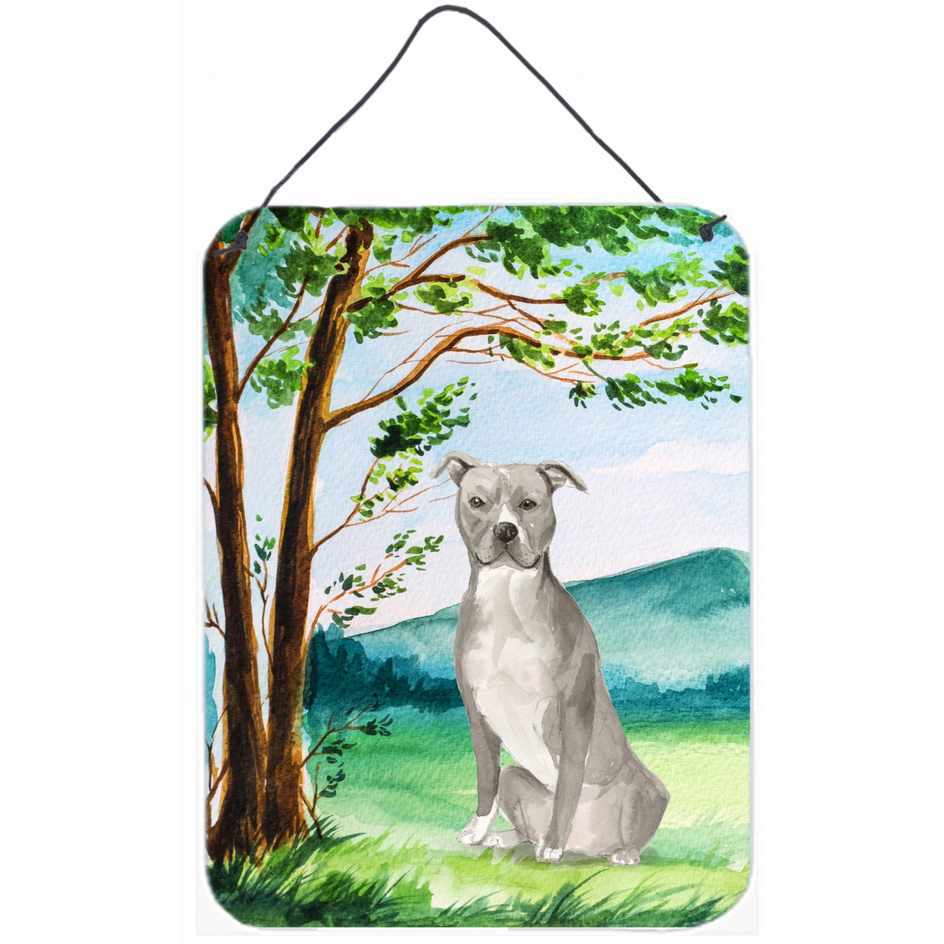 &quotCaroline's Treasures Under the Tree Staffordshire Bull Terrier Door Hanging Prints wall-decor, Multicolor"