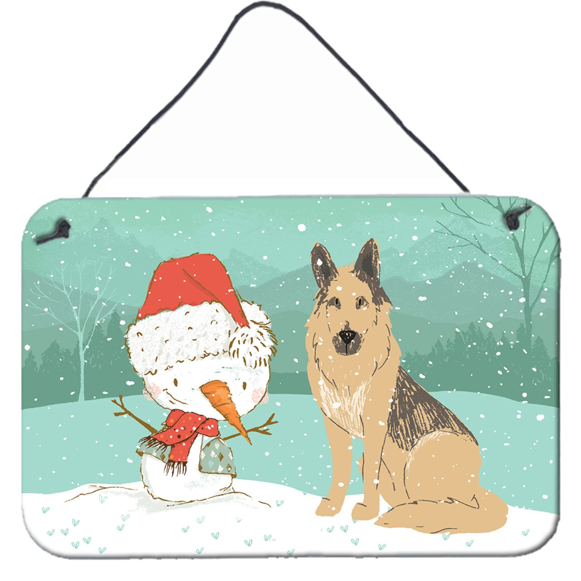 &quotCaroline's Treasures German Shepherd and Snowman Christmas Wall or Door Hanging Prints, Multicolor"