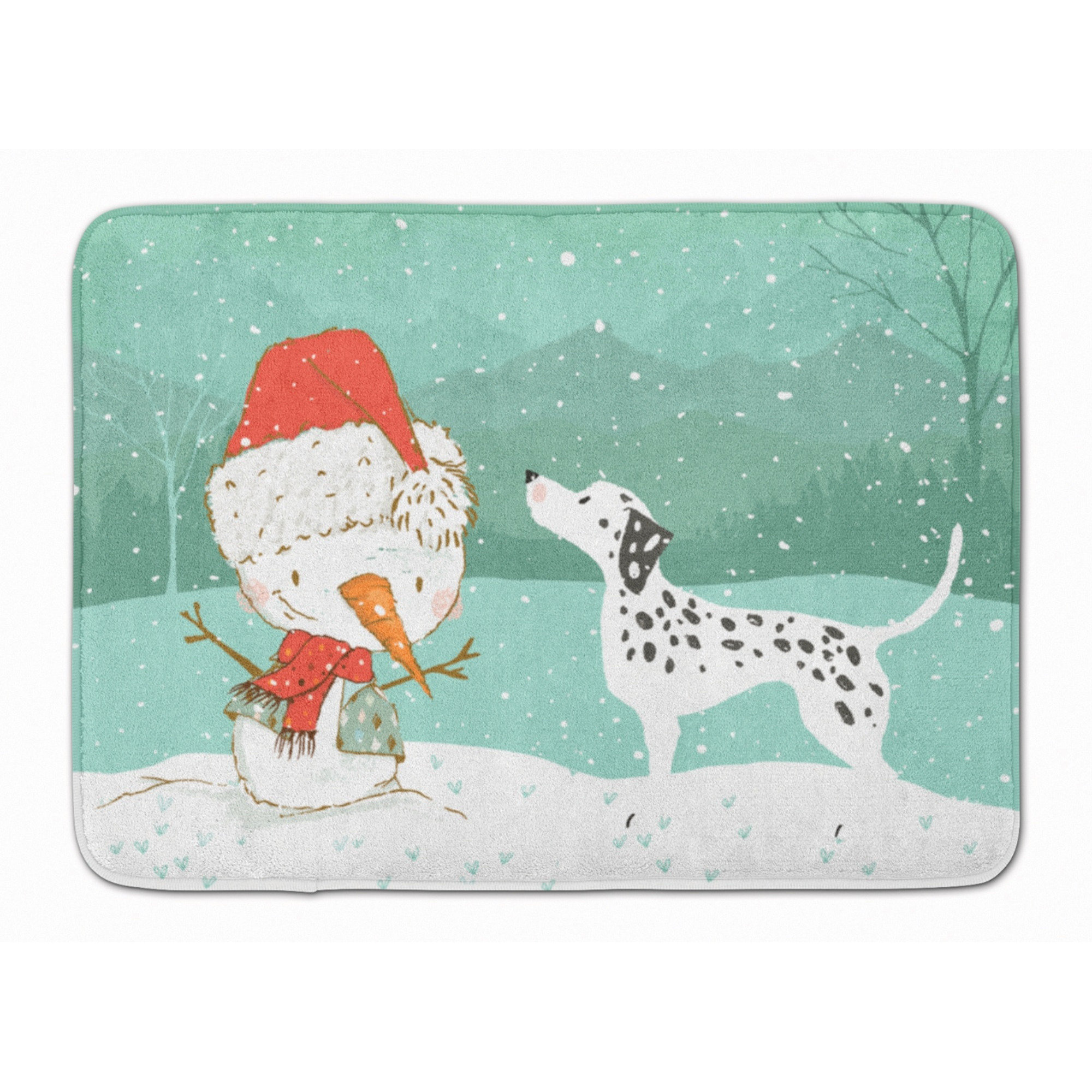 &quotCaroline's Treasures Dalmatian and Snowman Christmas Machine Washable Memory Foam Mat, Multicolor"