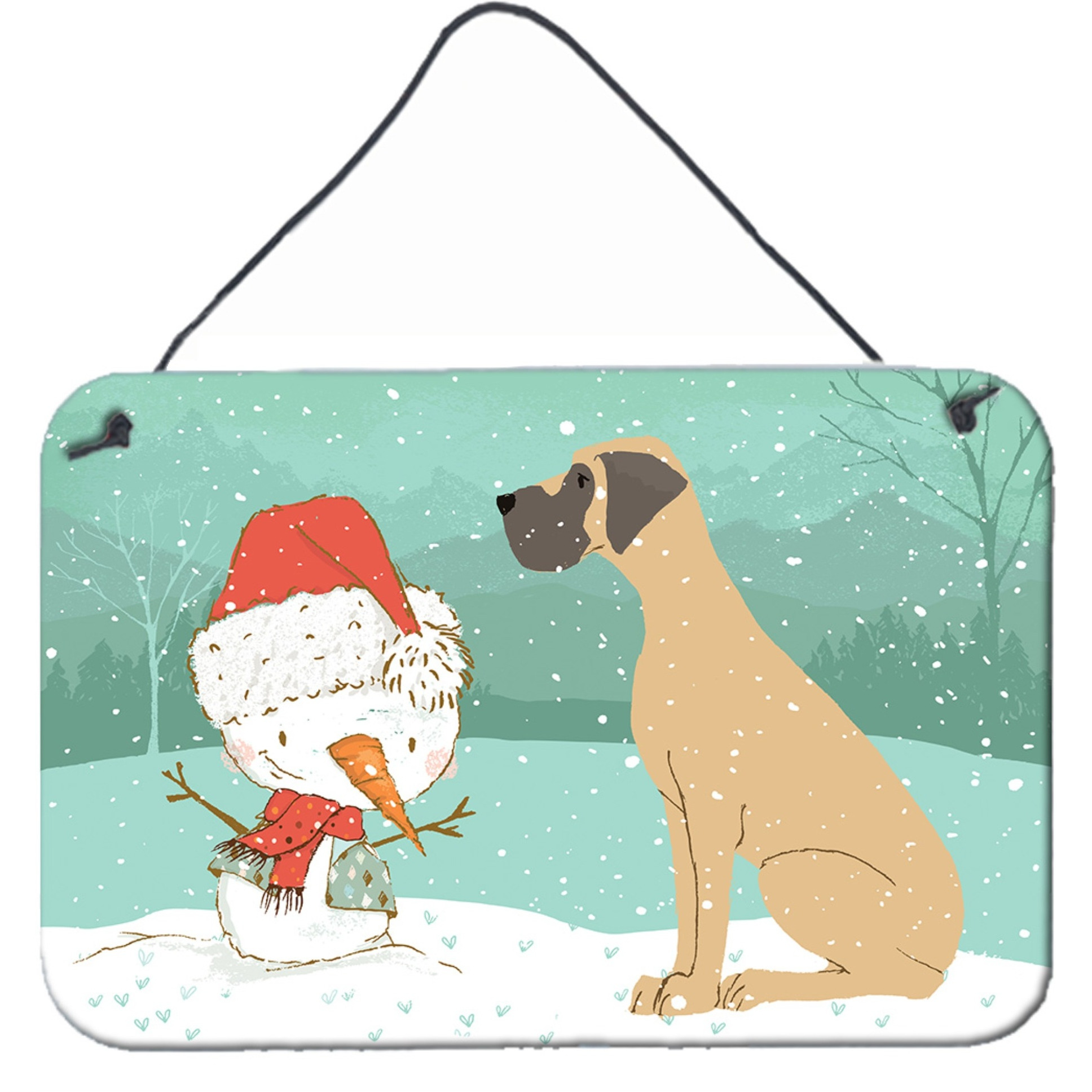Caroline's Treasures Snowman Fawn Natural Dane Christmas Wall or Door Hanging Prints