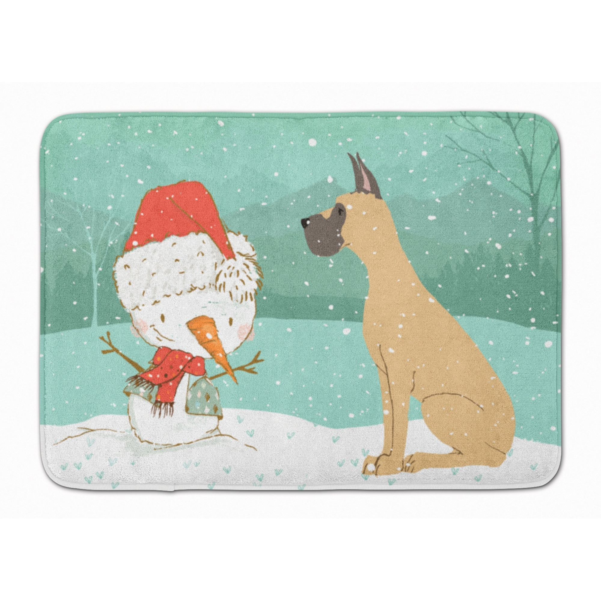 &quotCaroline's Treasures Cropped Fawn Dane Snowman Christmas Machine Washable Memory Foam Mat, Multicolor"