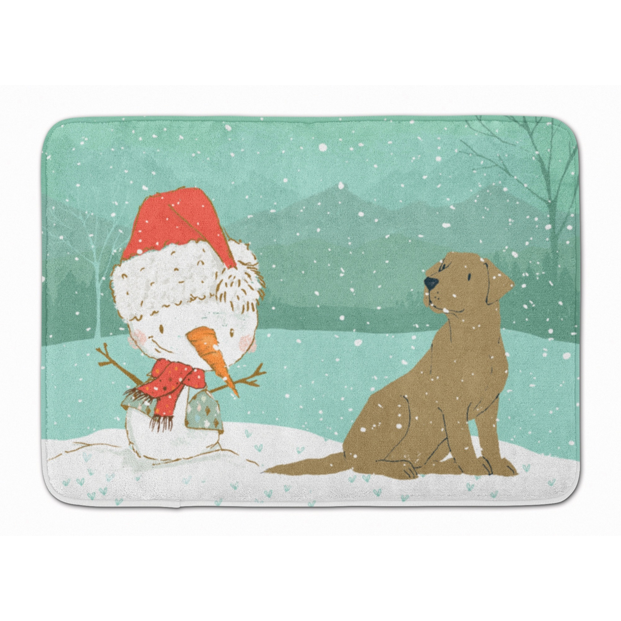 &quotCaroline's Treasures Chocolate Labrador Snowman Christmas Machine Washable Memory Foam Mat, Multicolor"