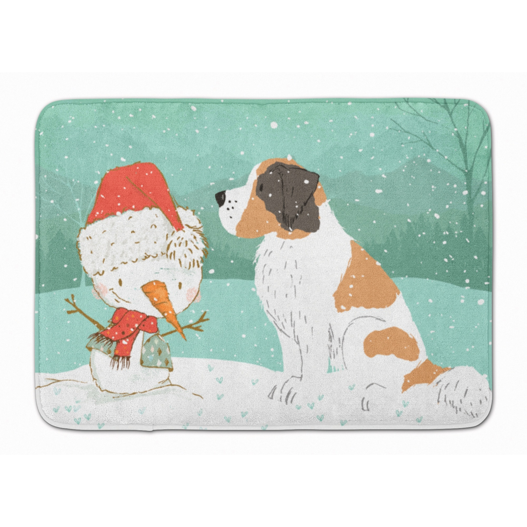 &quotCaroline's Treasures Saint Bernard Snowman Christmas Machine Washable Memory Foam Mat, Multicolor"