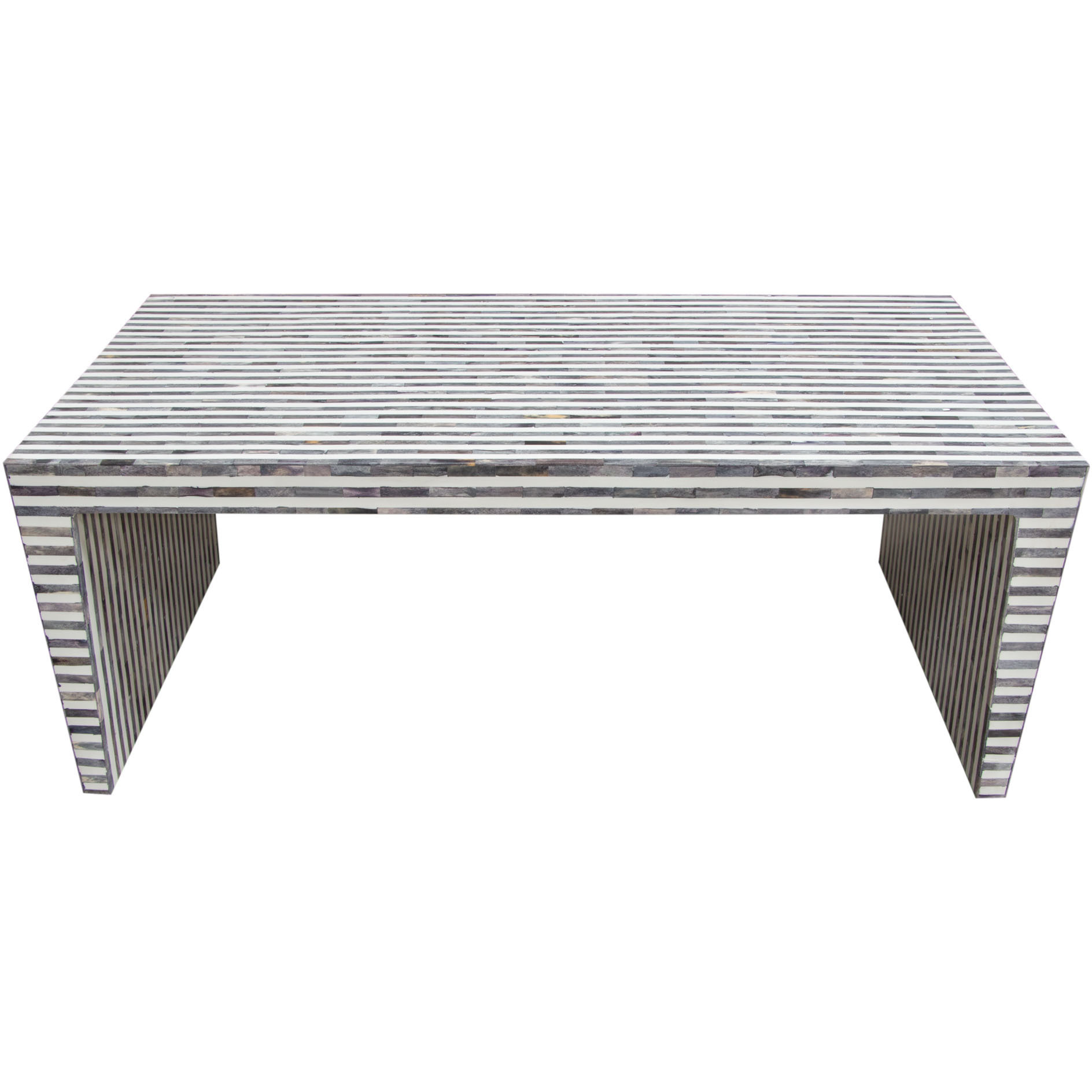 Mosaic Cocktail Table w/ Bone Linlay in Linear Pattern by Diamond Sofa