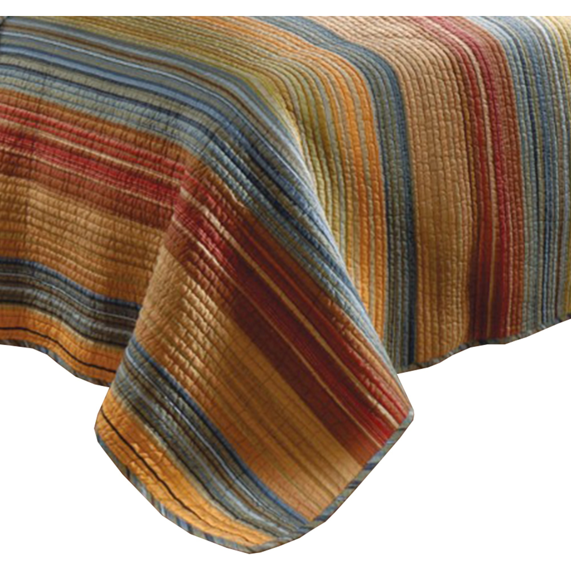 Huascaran 3 Piece Fabric King Size Quilt Set with Channel Stitching, Multicolor