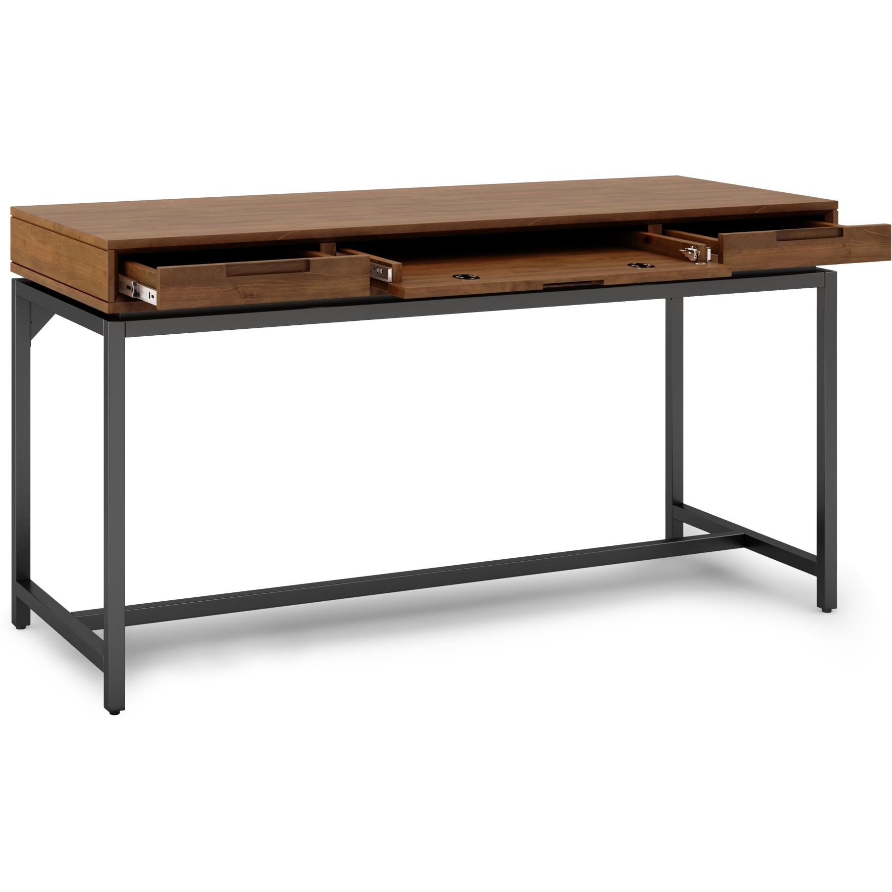 Banting SOLID HARDWOOD Industrial 60 inch Wide Desk in Medium Saddle Brown