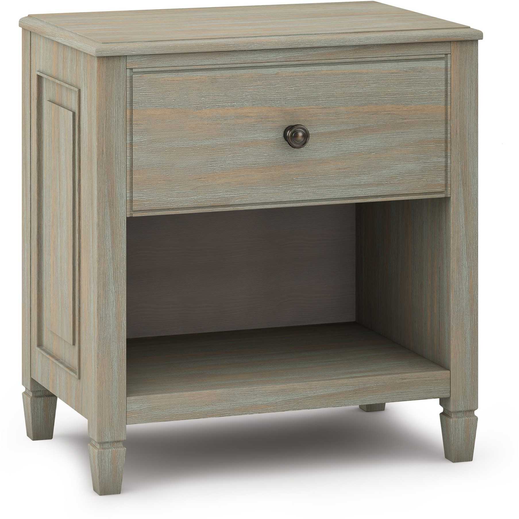 Connaught SOLID WOOD 24 inch Wide Traditional Bedside Nightstand Table in Distressed Grey