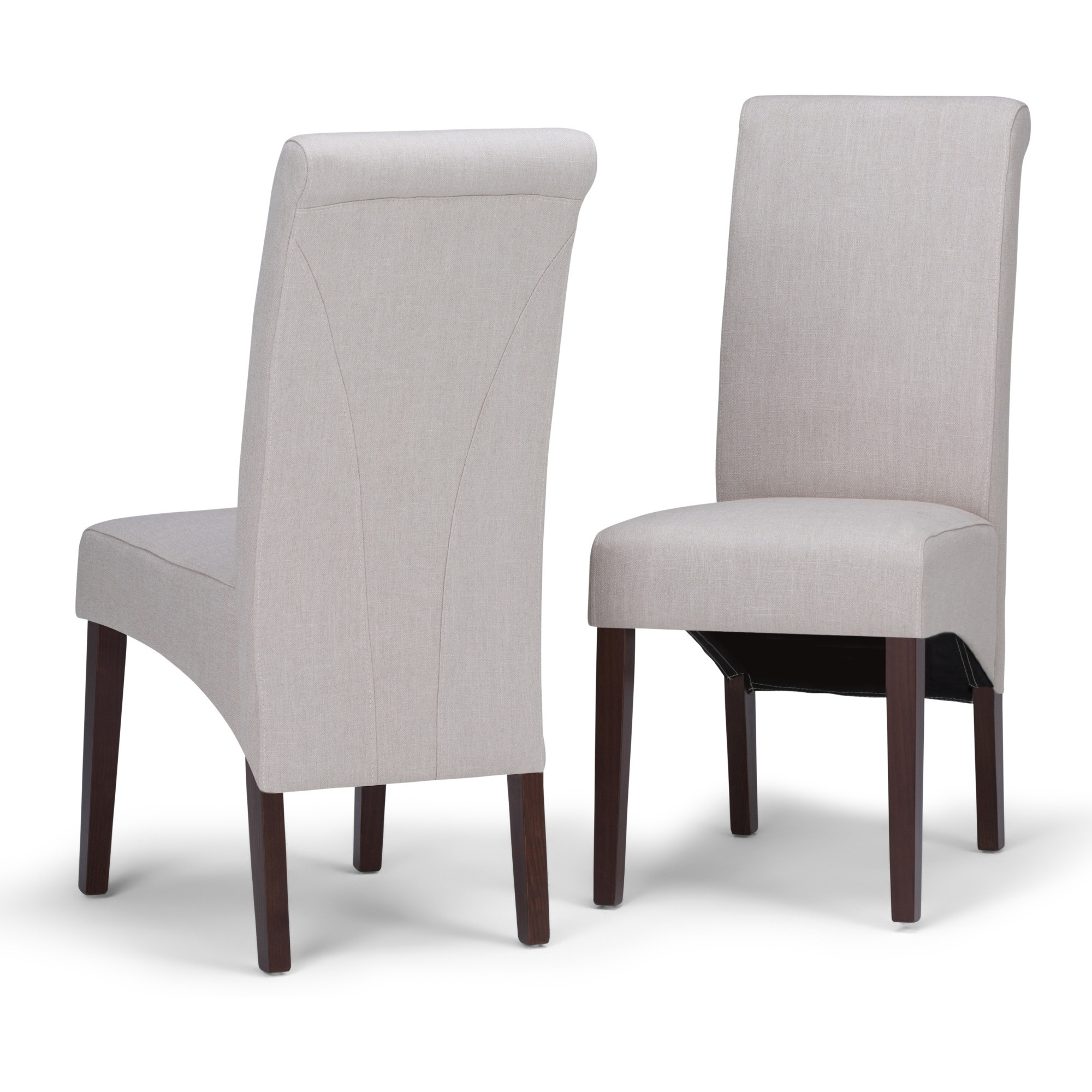 Avalon Transitional Deluxe Parson Dining Chair (Set of 2) in Light Beige Linen Look Fabric