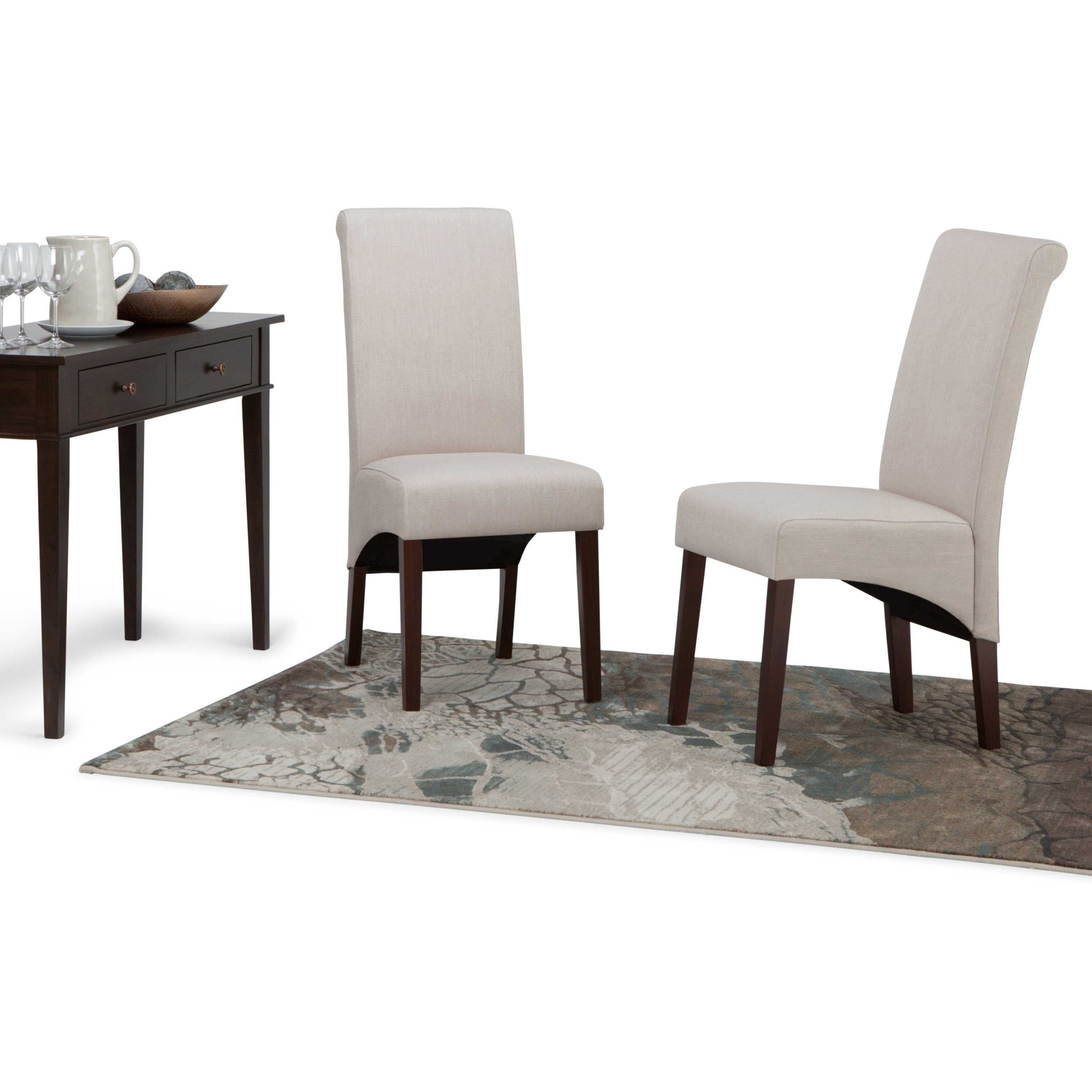 Avalon Transitional Deluxe Parson Dining Chair (Set of 2) in Light Beige Linen Look Fabric