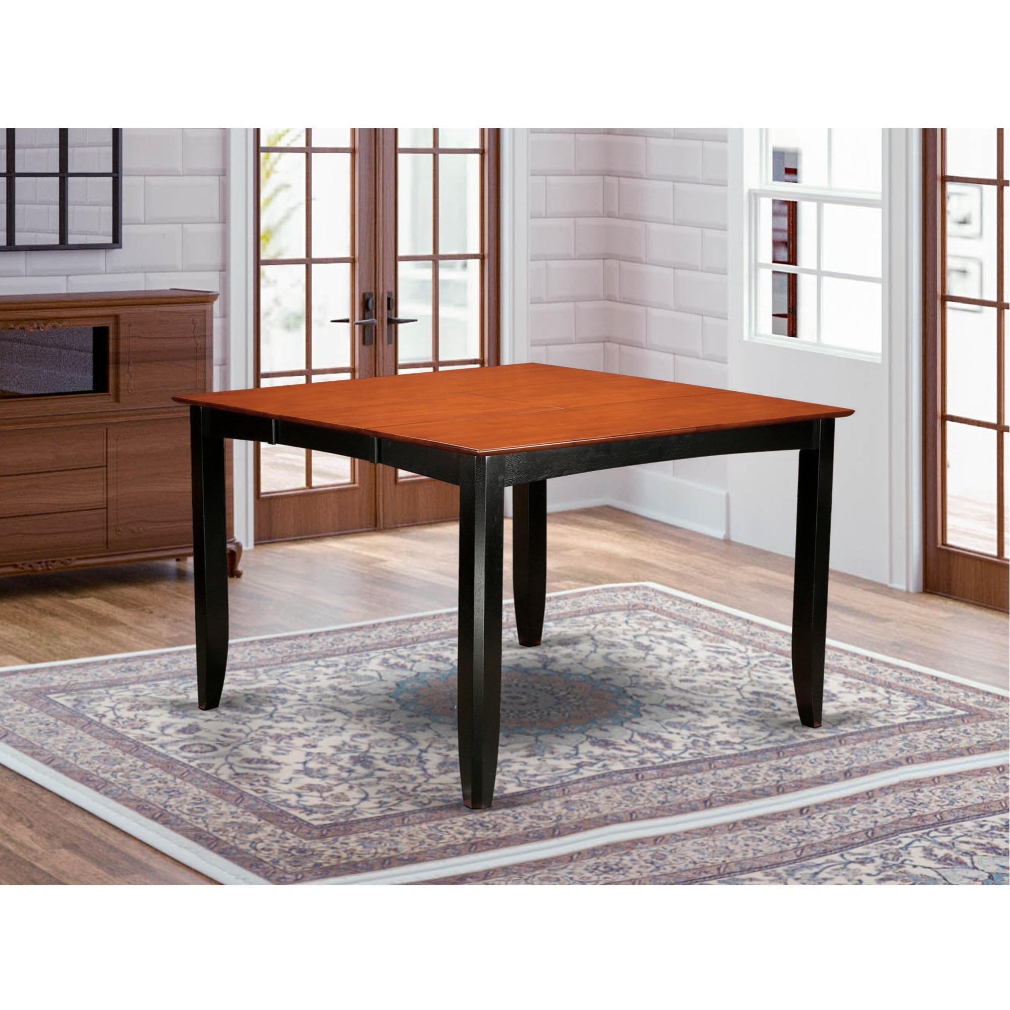 FAT-BLK-T Fairwinds Gathering Counter Height Dining Square 54" Table with 18" Butterfly Leaf finished in Black & Cherry (Only Tabletop Available)