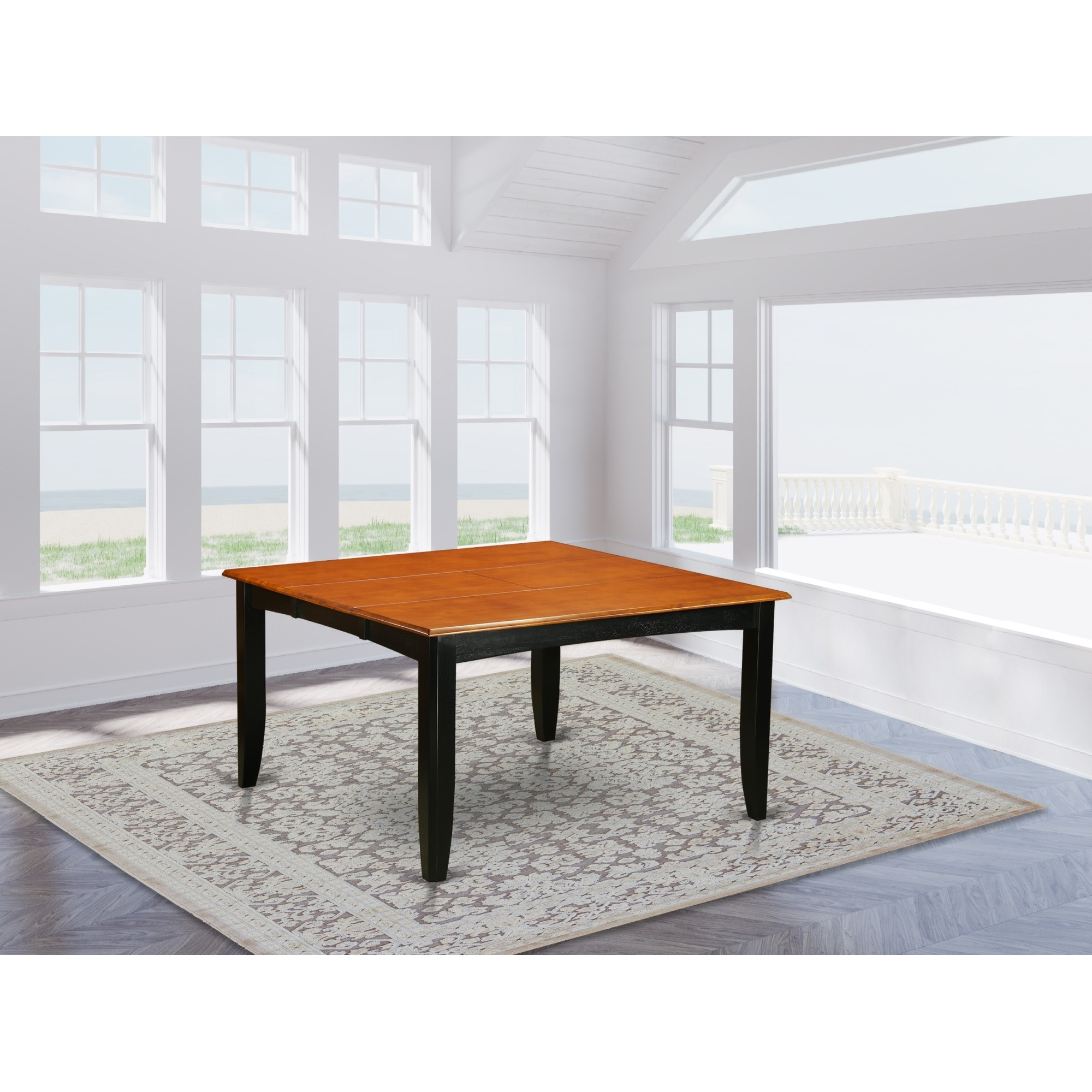 PFT-BLK-T Parfait Square Table with 18&quotButterfly Leaf - Black & Cherry Finish (Only Tabletop Available)