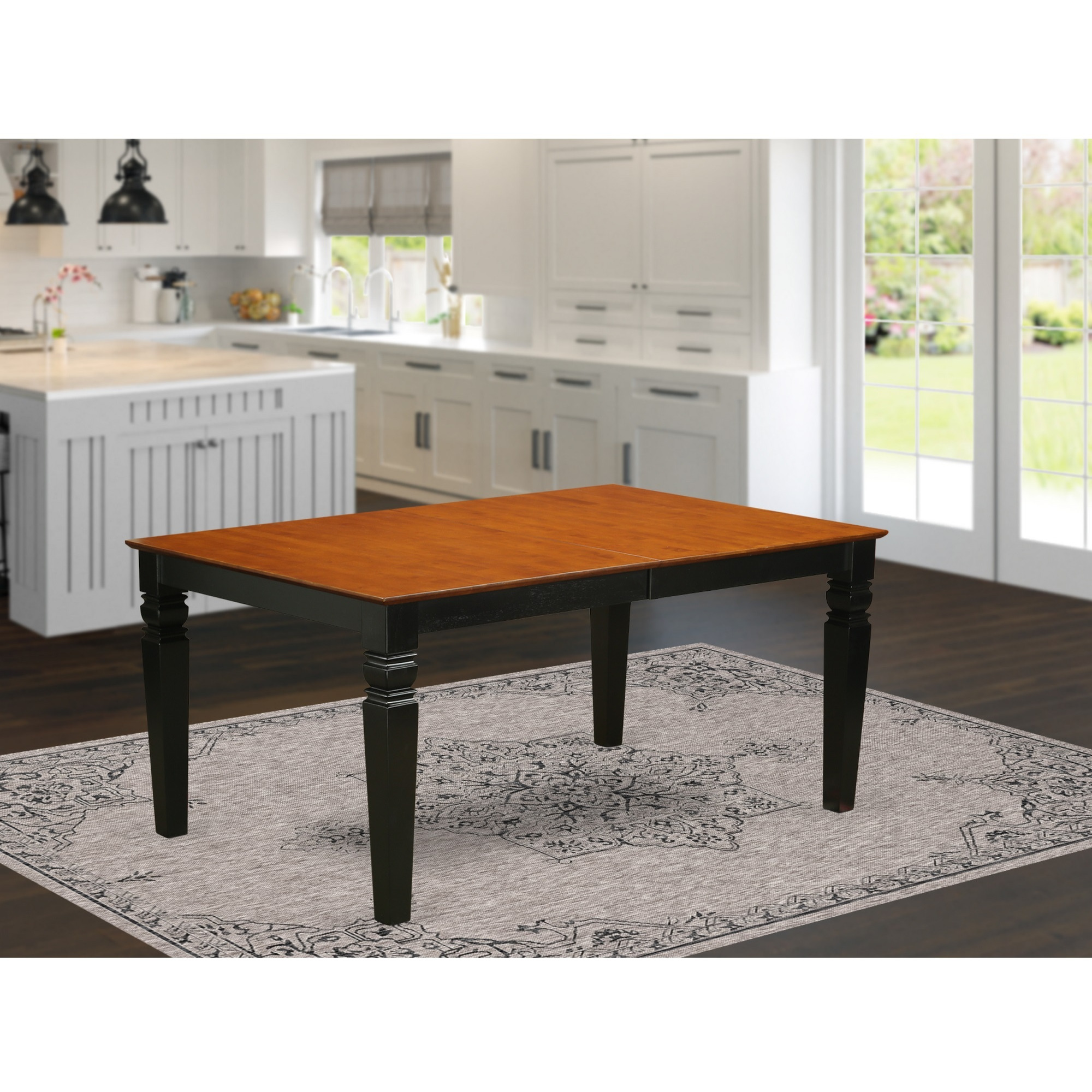 WET-BCH-T Weston Rectangular Dining Table with 18 in butterfly Leaf in Black and Cherry (Only Tabletop Available)