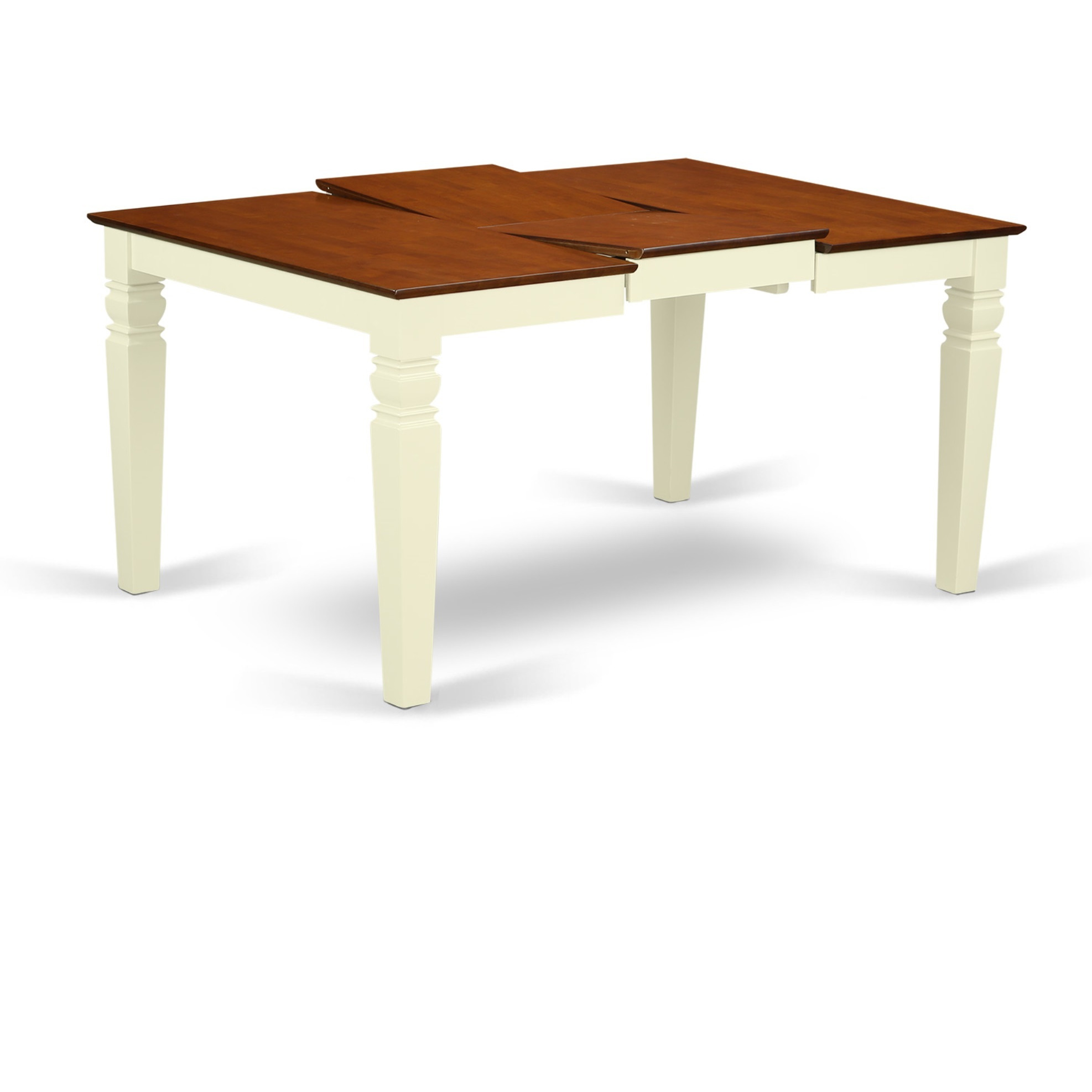 WET-BMK-T Weston Rectangular Dining Table with 18 in butterfly Leaf in Buttermilk and Cherry finish (Only Tabletop Available)