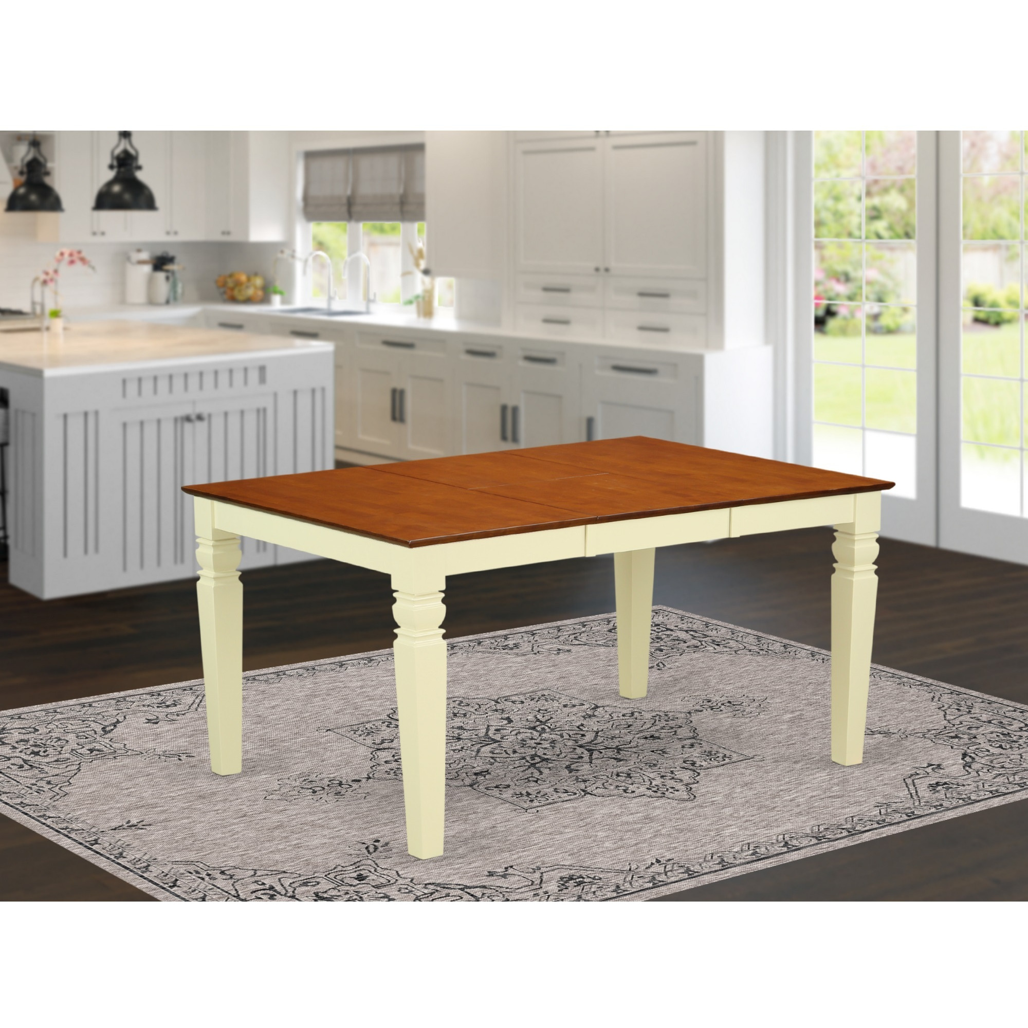 WET-BMK-T Weston Rectangular Dining Table with 18 in butterfly Leaf in Buttermilk and Cherry finish (Only Tabletop Available)