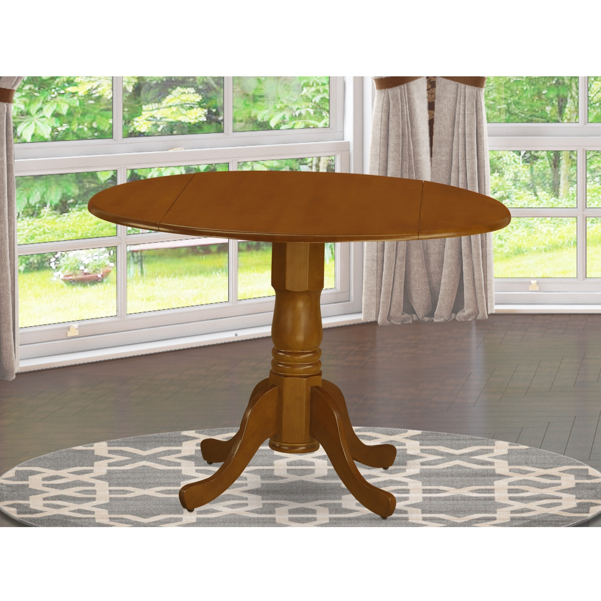 DLT-SBR-TP Round Table with 29" Drop Leaves in Saddle Brown