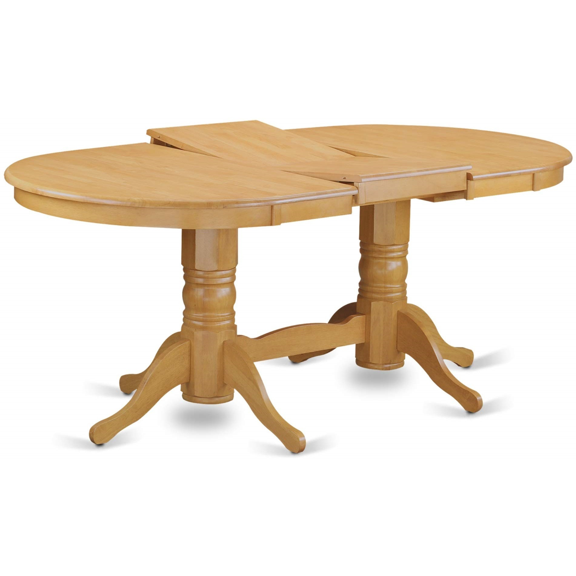 VAT-OAK-TP rectangular round corner Dining Table with 17 inch self storage leaf in Oak