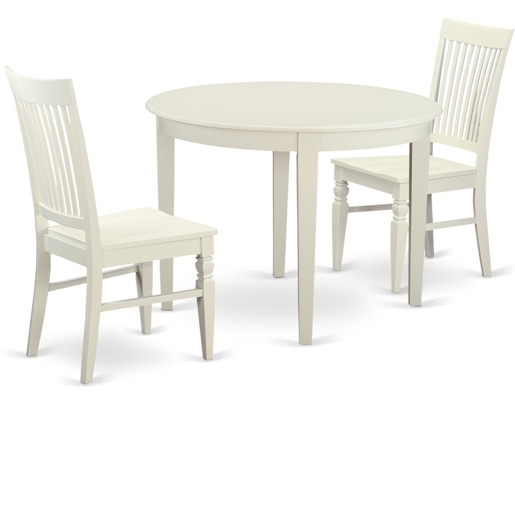 BOWE3-WHI-W 3 PC Table and chair set for 2-Dinette Table and 2 Kitchen Chairs