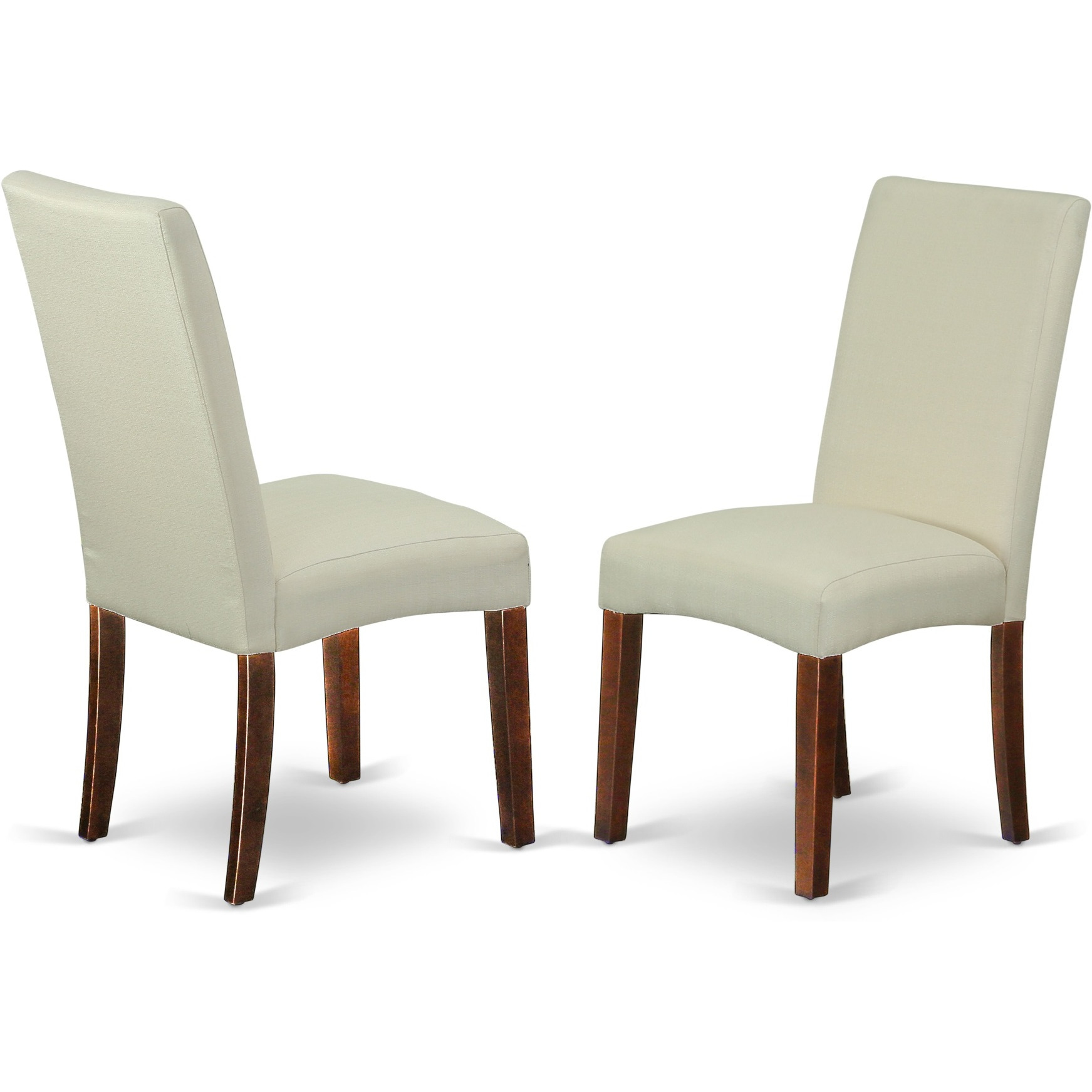 HLDR3-MAH-01 3Pc Round 42" Dining Table And Two Parson Chair With Mahogany Finish Leg And Linen Fabric- Cream Color