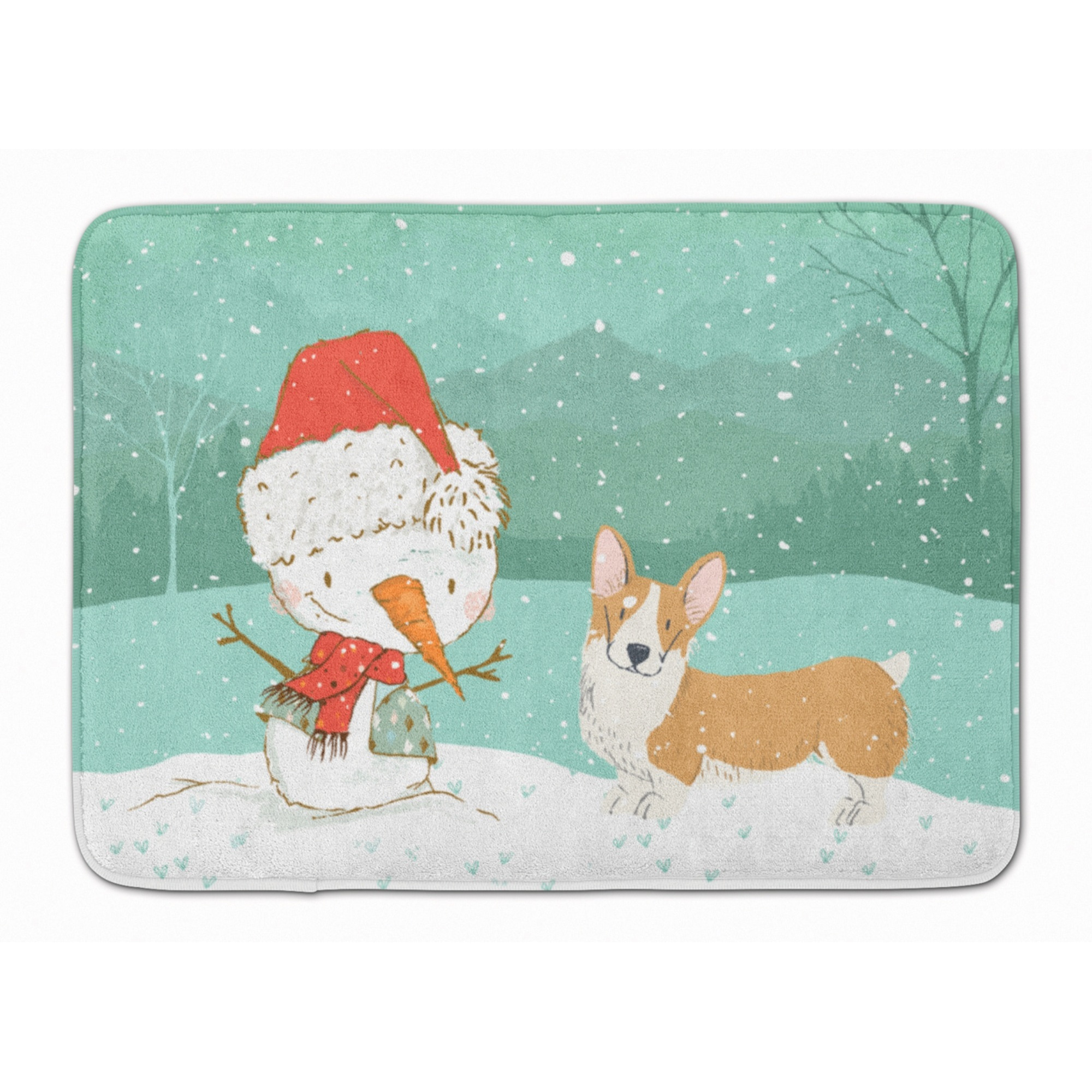&quotCaroline's Treasures Pembroke Corgi Snowman Christmas Machine Washable Memory Foam Mat, Multicolor"