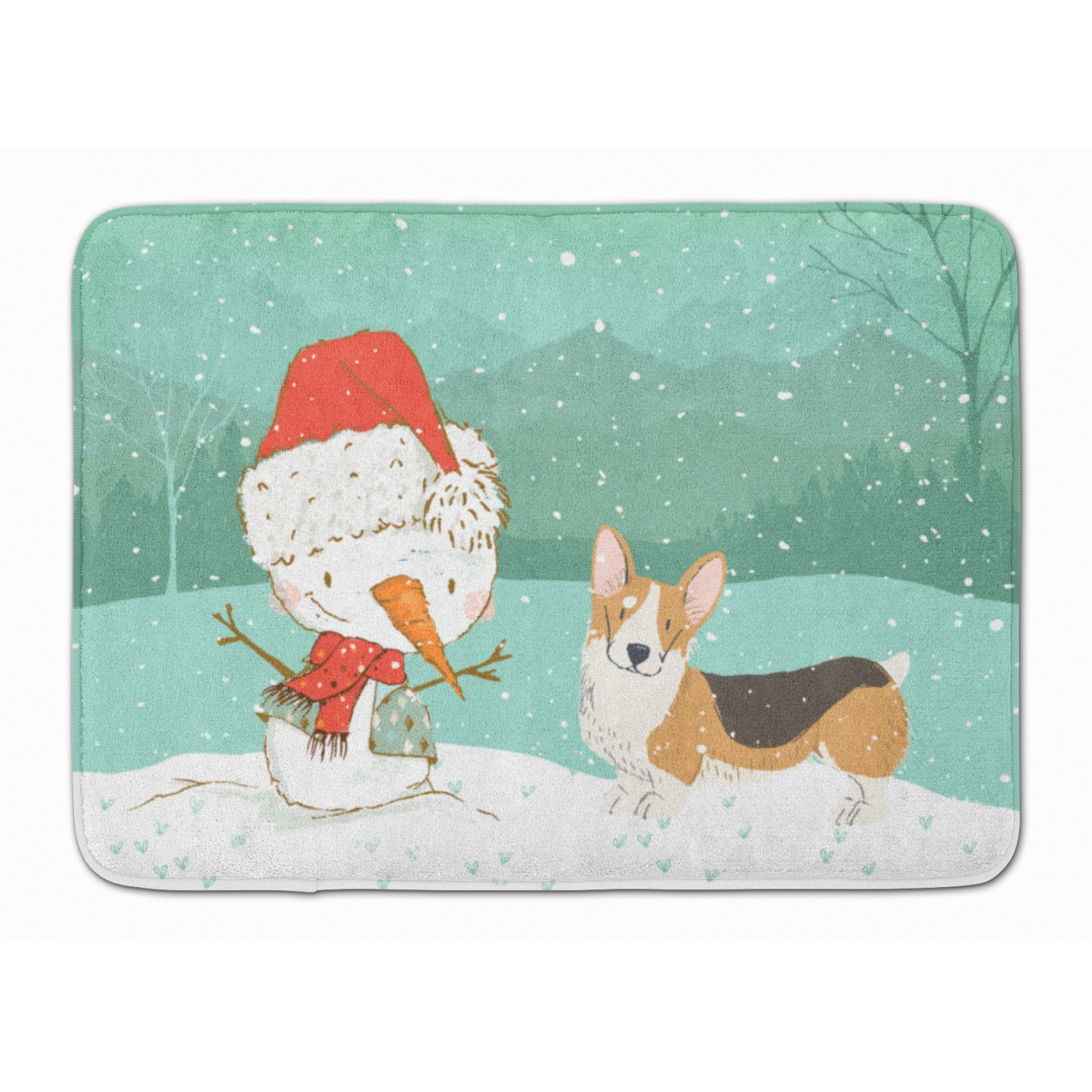 &quotCaroline's Treasures Tricolor Pembroke Corgi Snowman Christmas Machine Washable Memory Foam Mat, Multicolor"