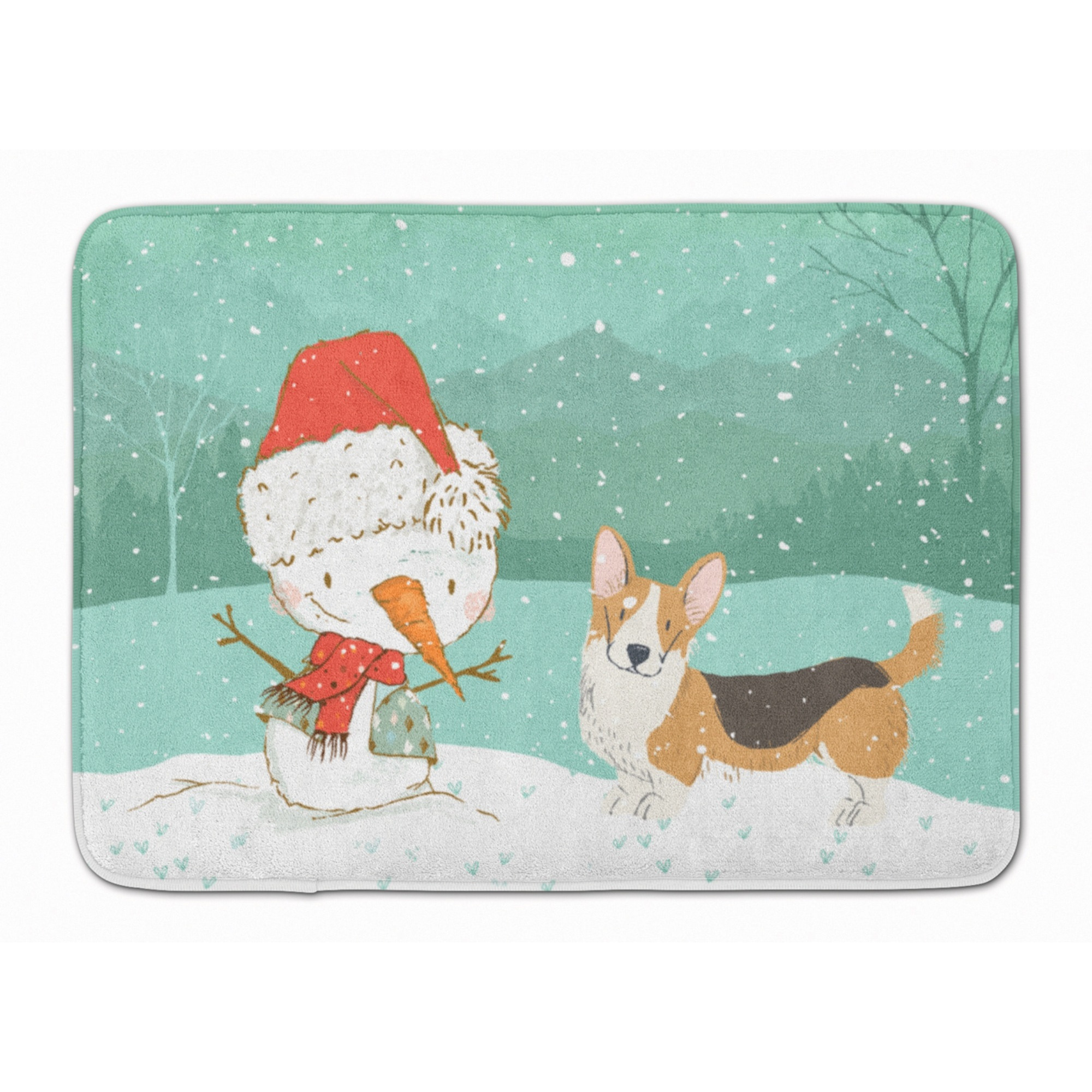 &quotCaroline's Treasures Tricolor Cardigan Corgi Snowman Christmas Machine Washable Memory Foam Mat, Multicolor"