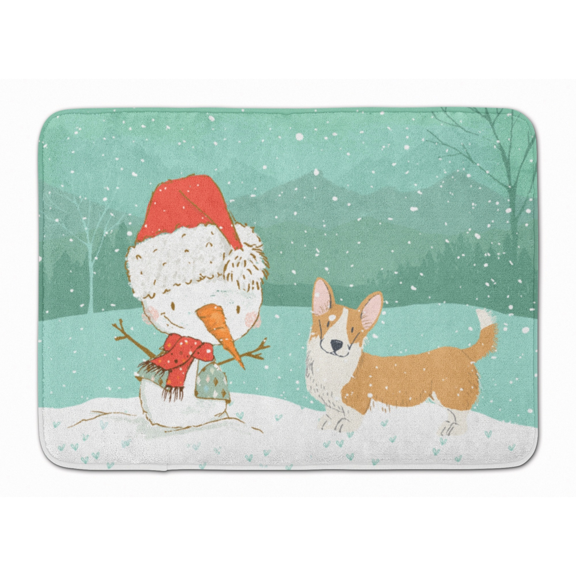 &quotCaroline's Treasures Cardigan Corgi Snowman Christmas Machine Washable Memory Foam Mat, Multicolor"