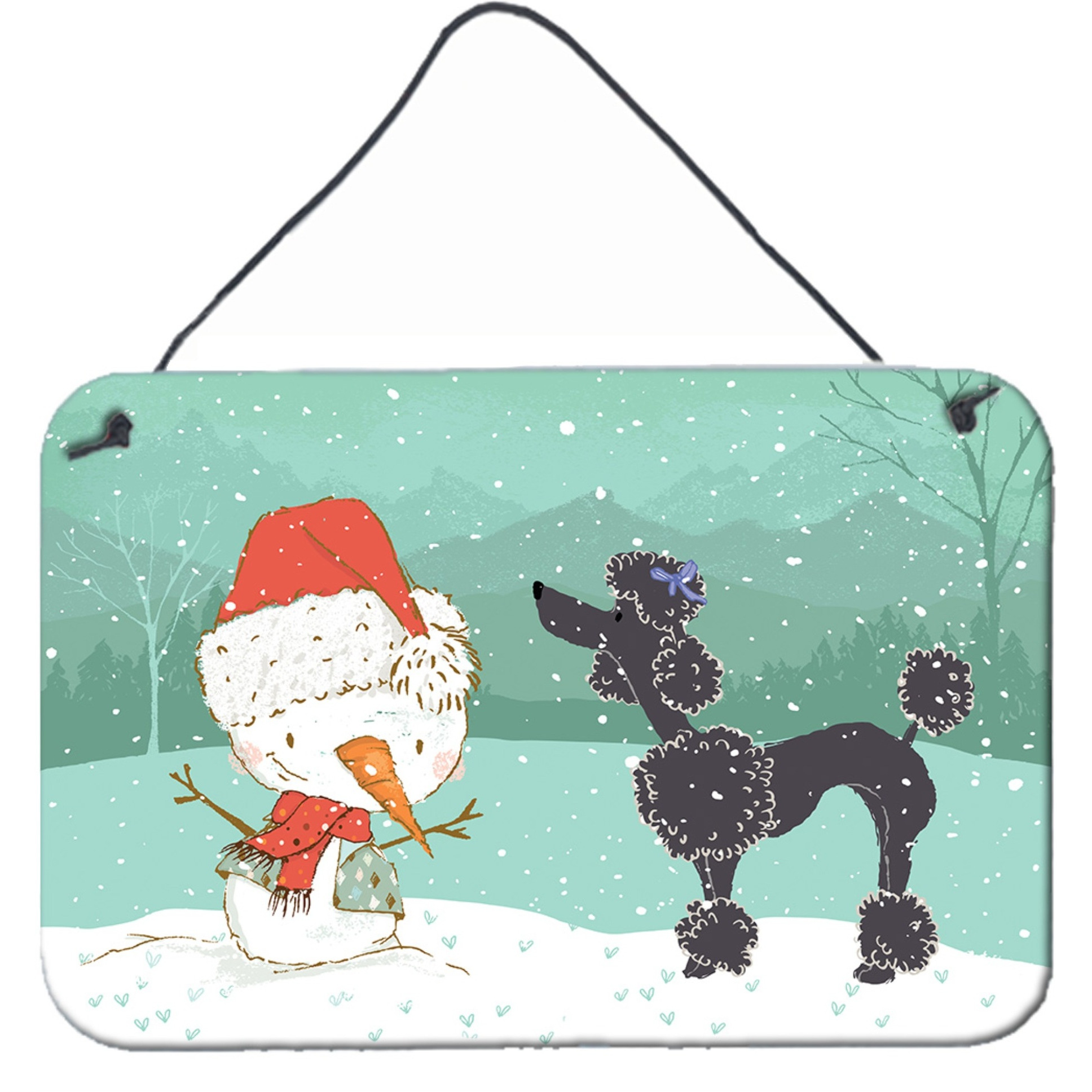 Caroline's Treasures Snowman Black Poodle Christmas Wall or Door Hanging Prints
