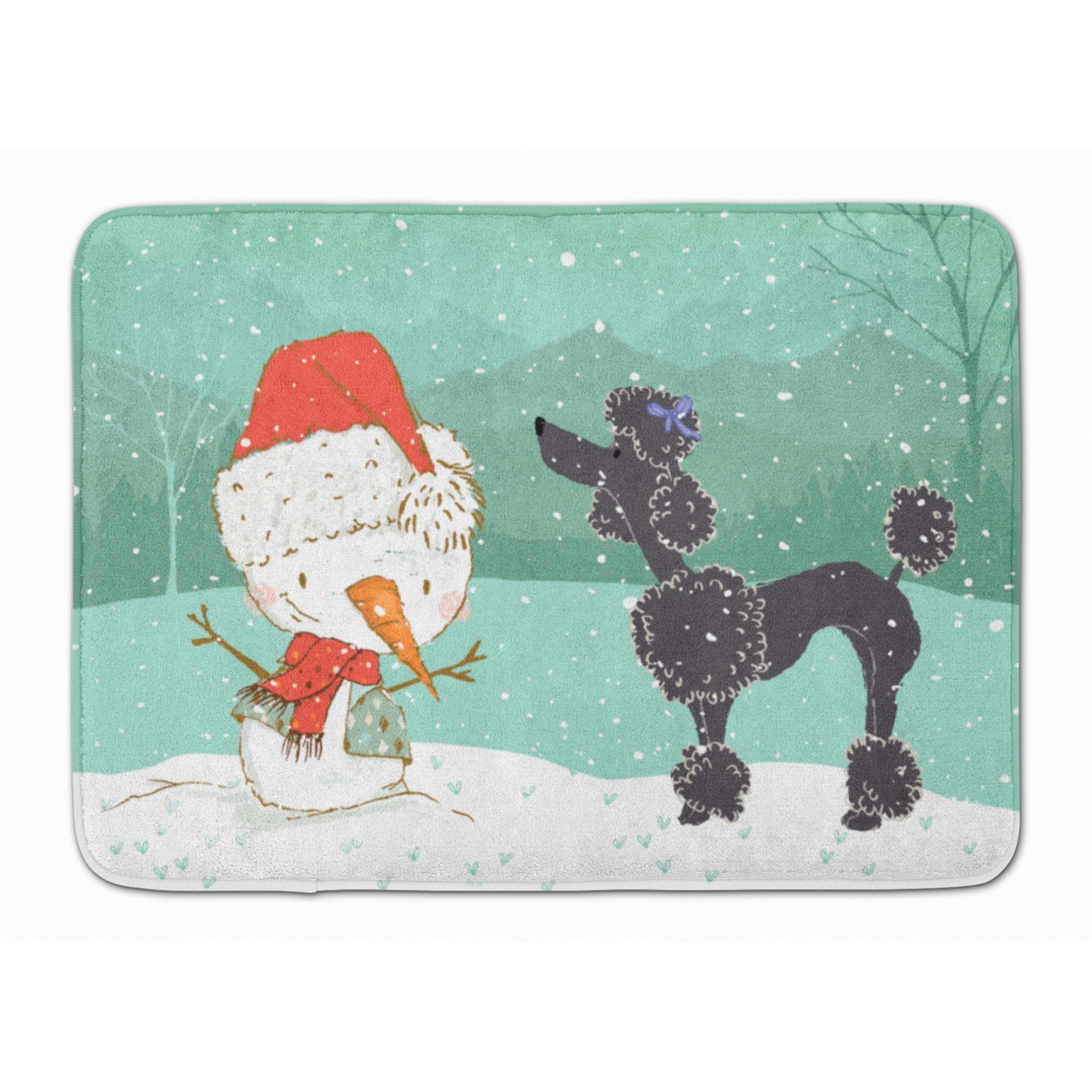 &quotCaroline's Treasures Black Poodle Snowman Christmas Machine Washable Memory Foam Mat, Multicolor"
