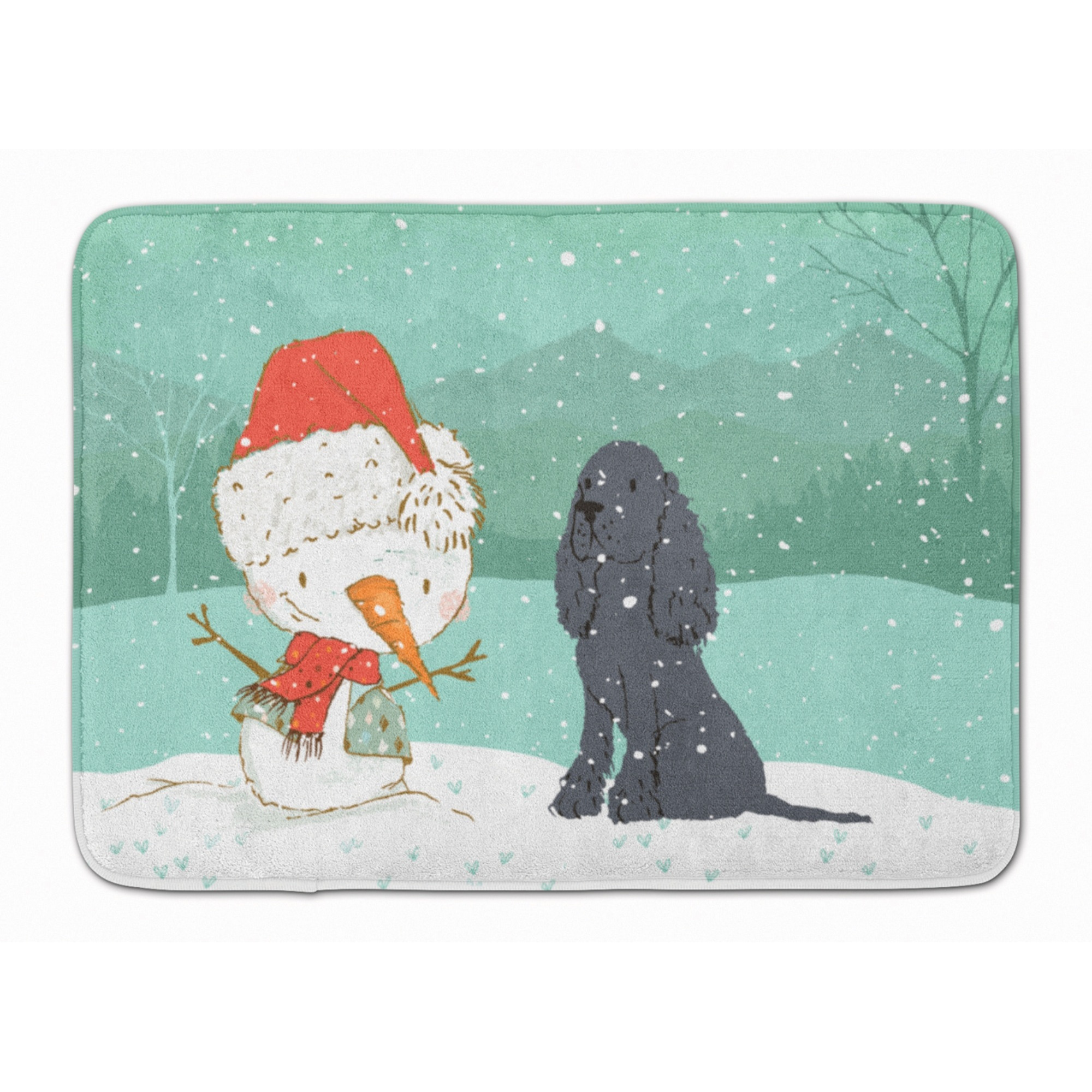 &quotCaroline's Treasures Black Spaniel Snowman Christmas Machine Washable Memory Foam Mat, Multicolor"