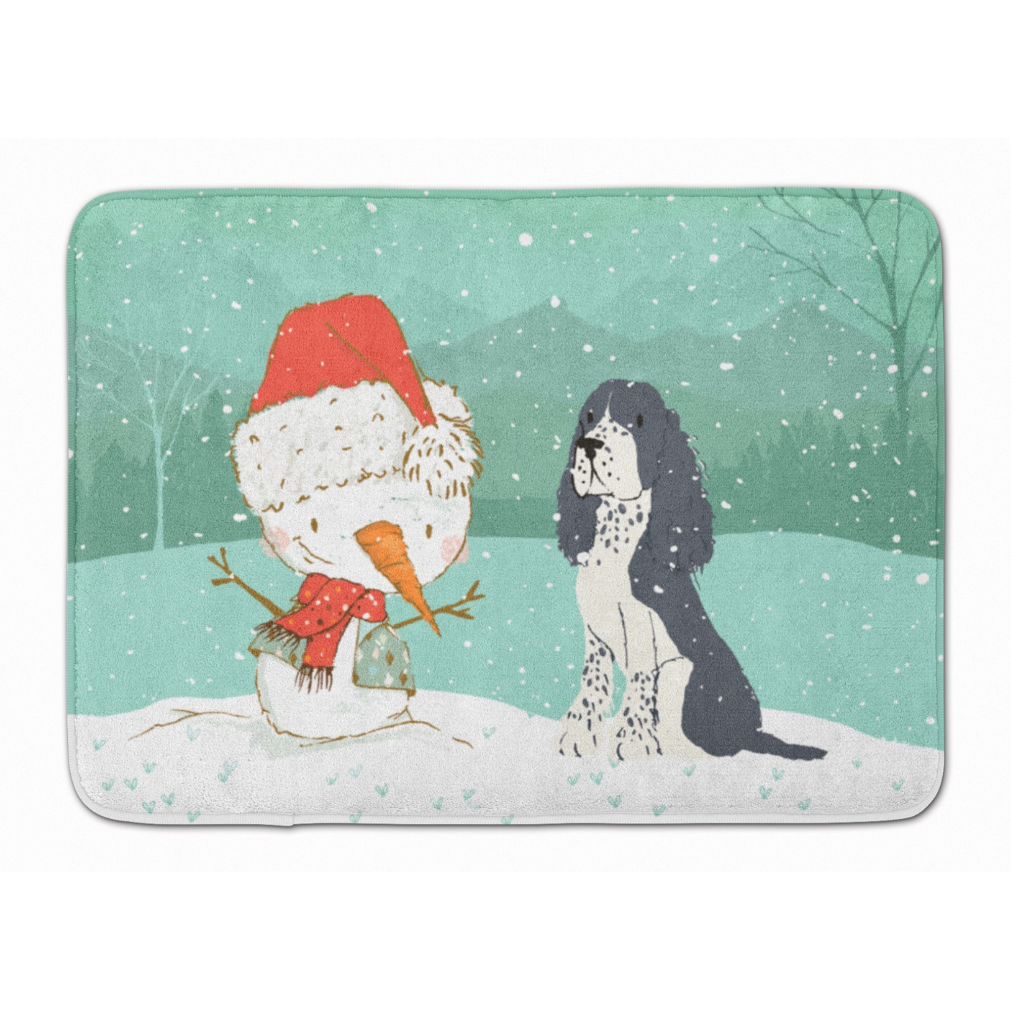 &quotCaroline's Treasures English Springer Spaniel Snowman Christmas Machine Washable Memory Foam Mat, Multicolor"