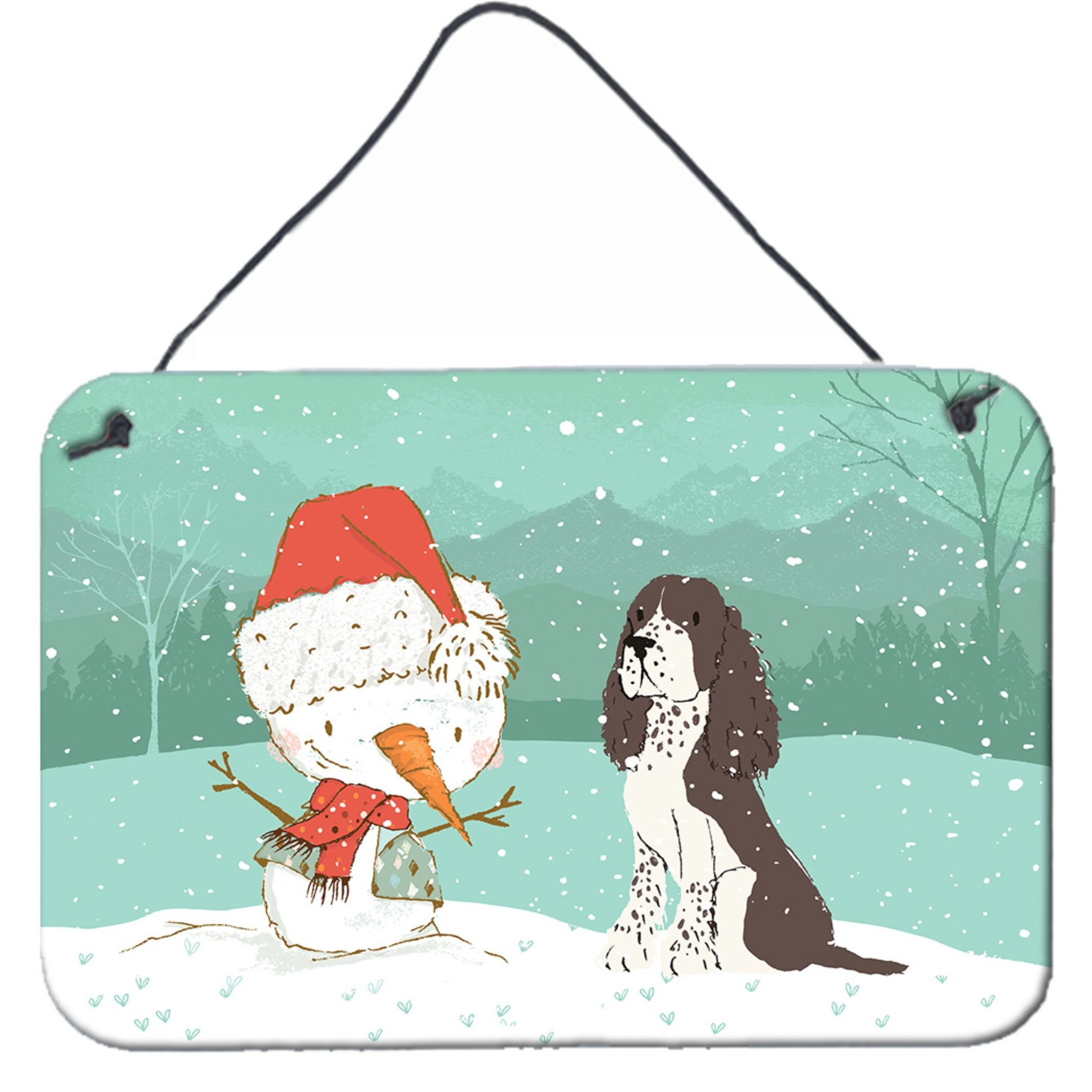 Caroline's Treasures Snowman Brown English Springer Spaniel Christmas Wall or Door Hanging Prints