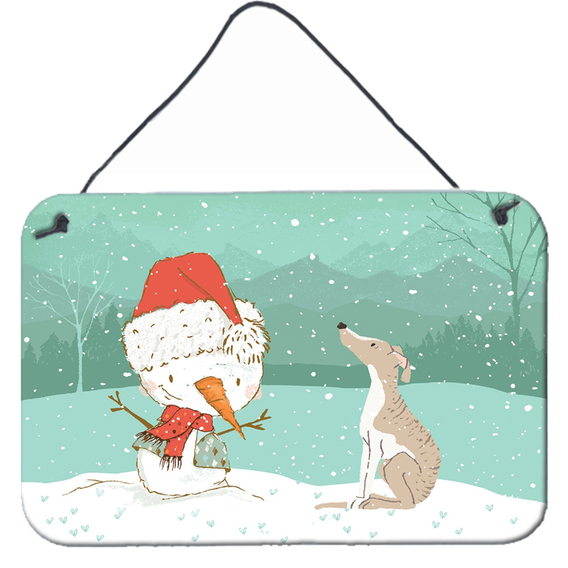 Caroline's Treasures Snowman Whippet Christmas Wall or Door Hanging Prints